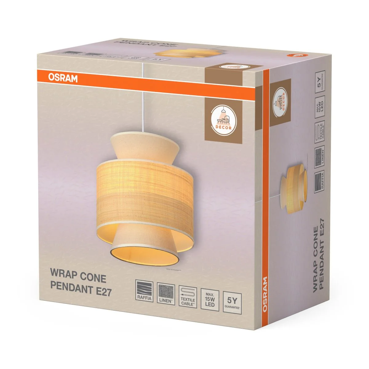 OSRAM Decor Wrap Cone Wisząca E27 beżowy - Image 2