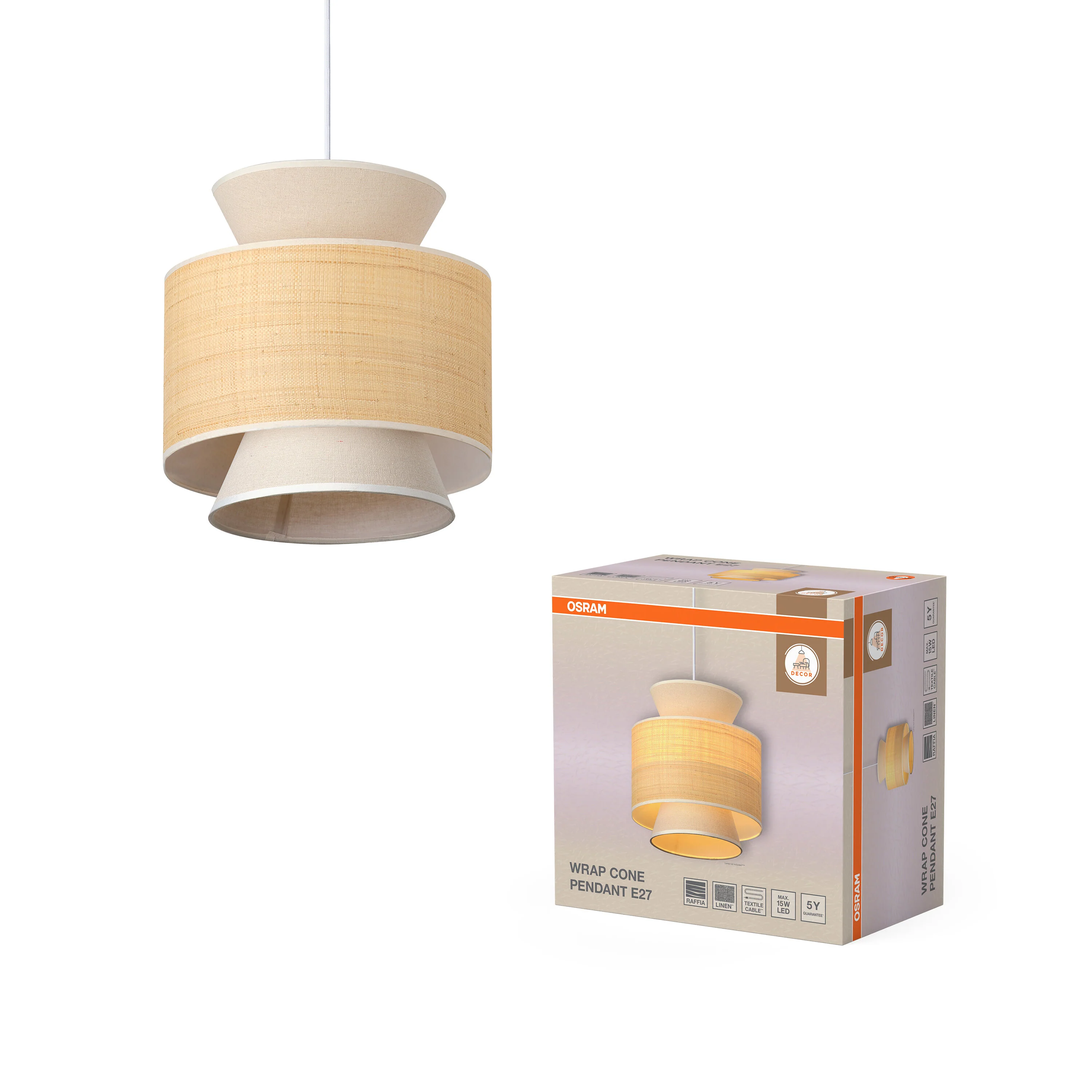 OSRAM Decor Wrap Cone Wisząca E27 beżowy - Image 5