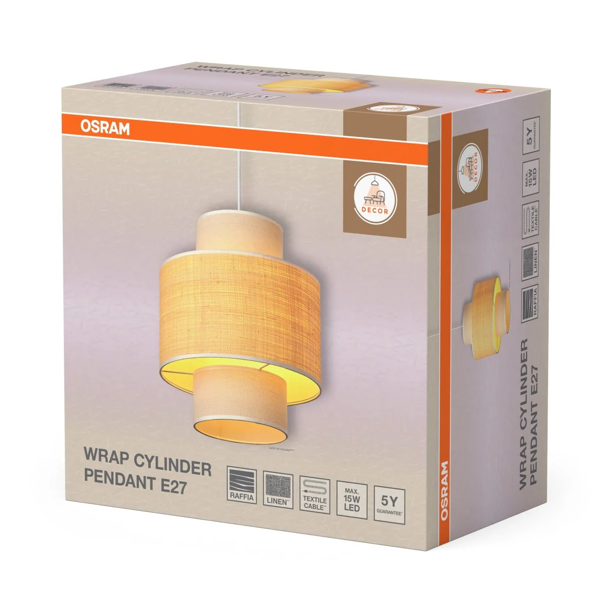 OSRAM Decor Wrap Cylinder Wisząca E27 beżowy - Image 2