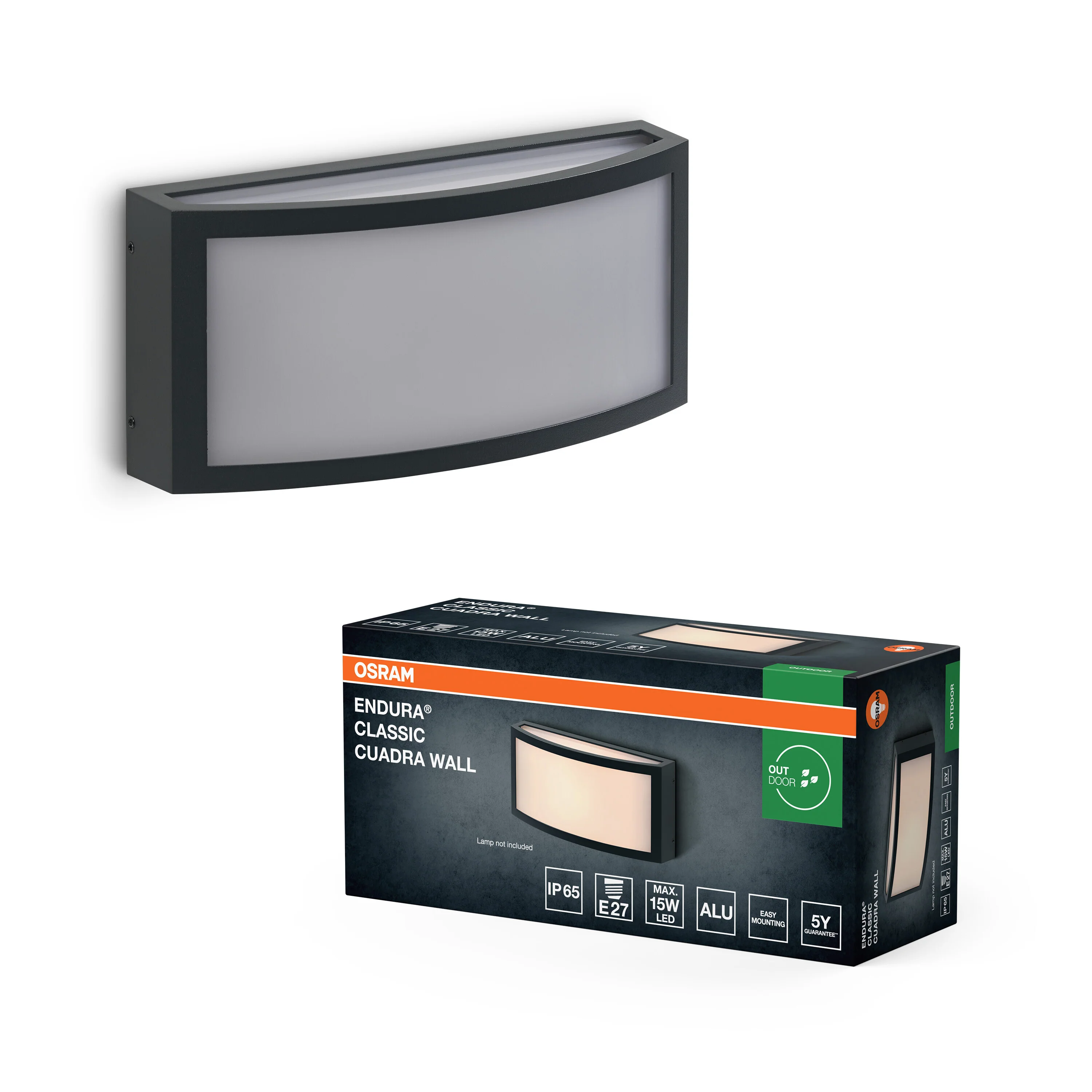 OSRAM Endura Classic IP65 E27 Cuadra Kinkiet ciemnoszary - Image 5