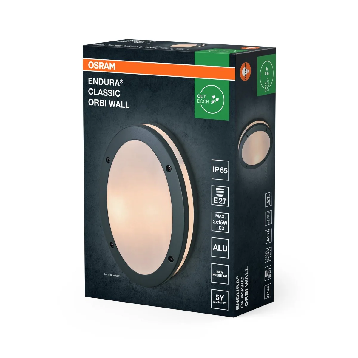 OSRAM Endura Classic IP65 E27 Orbi Kinkiet ciemnoszary - Image 2