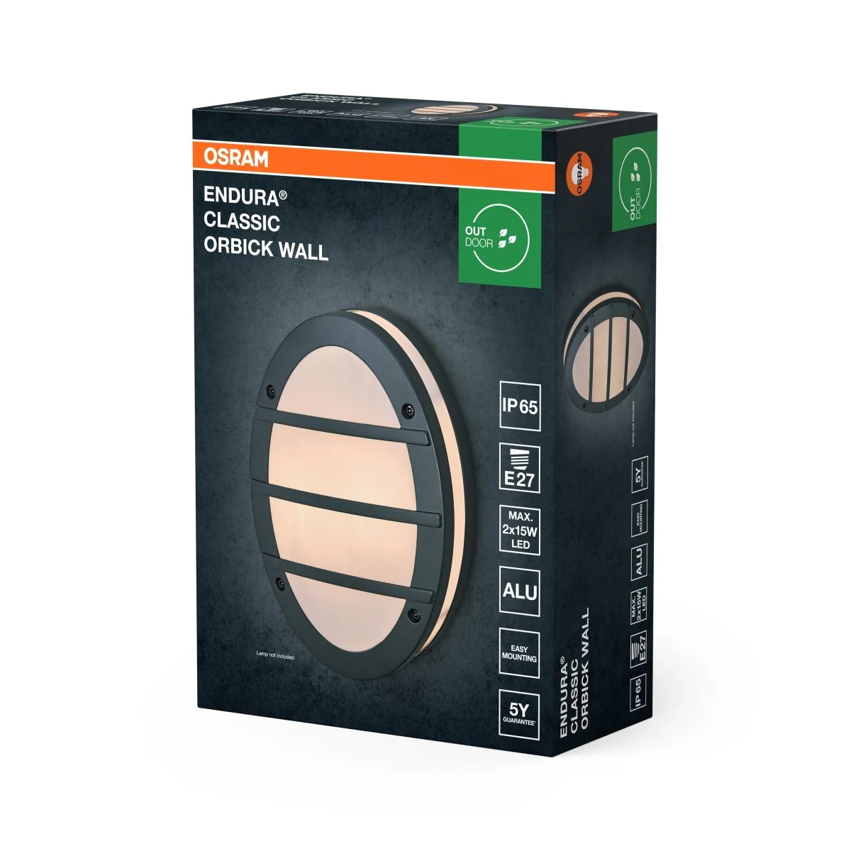 OSRAM Endura Classic IP65 E27 Orbick Kinkiet ciemnoszary - Image 2