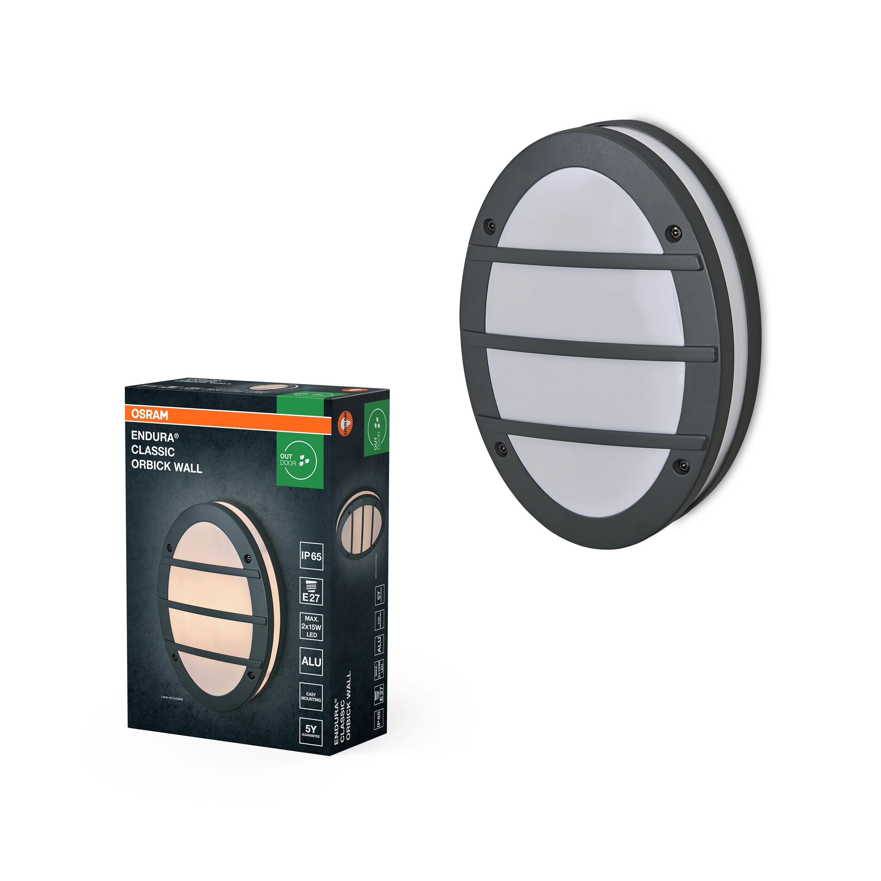 OSRAM Endura Classic IP65 E27 Orbick Kinkiet ciemnoszary - Image 6