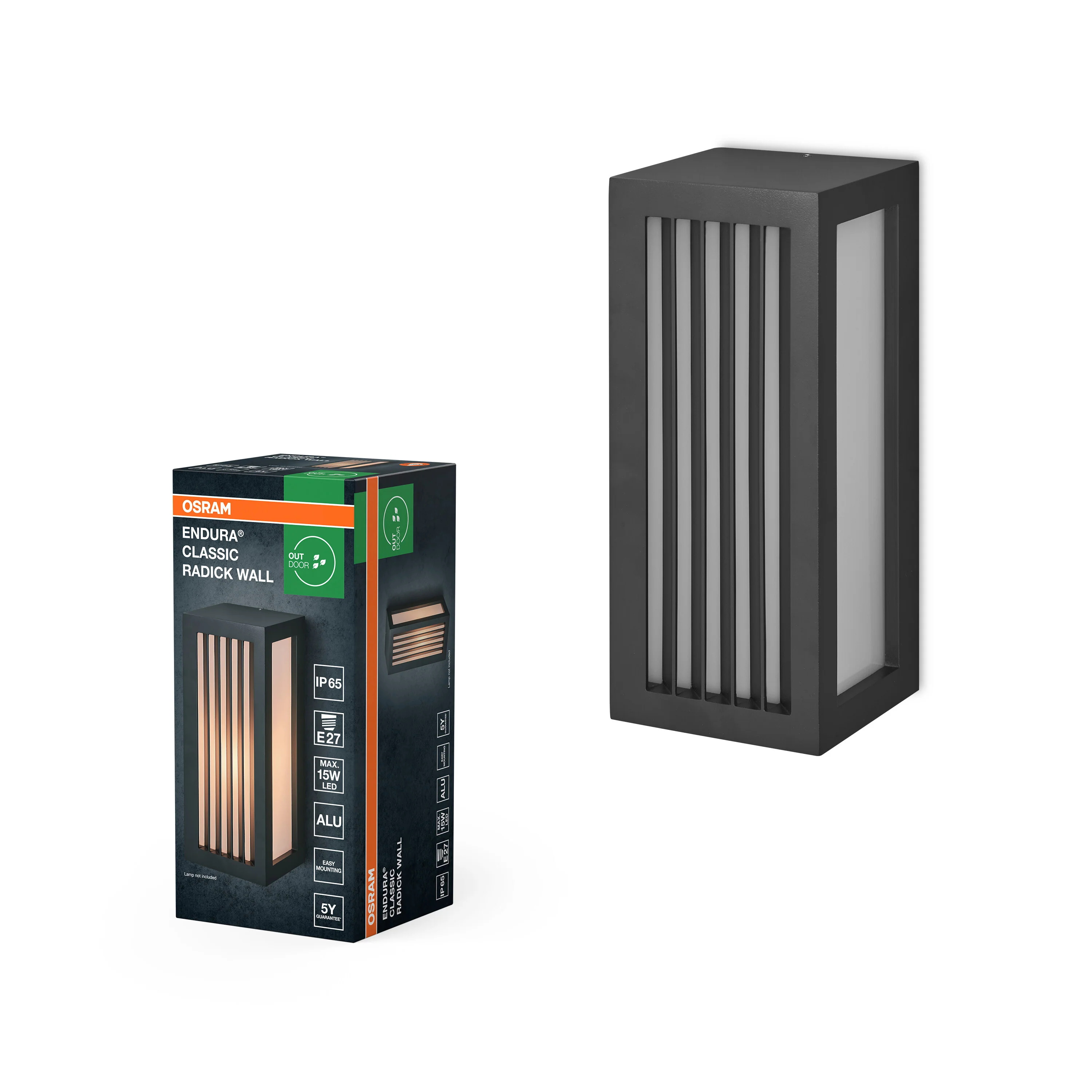 OSRAM Endura Classic IP65 E27 Radick Kinkiet ciemnoszary - Image 5