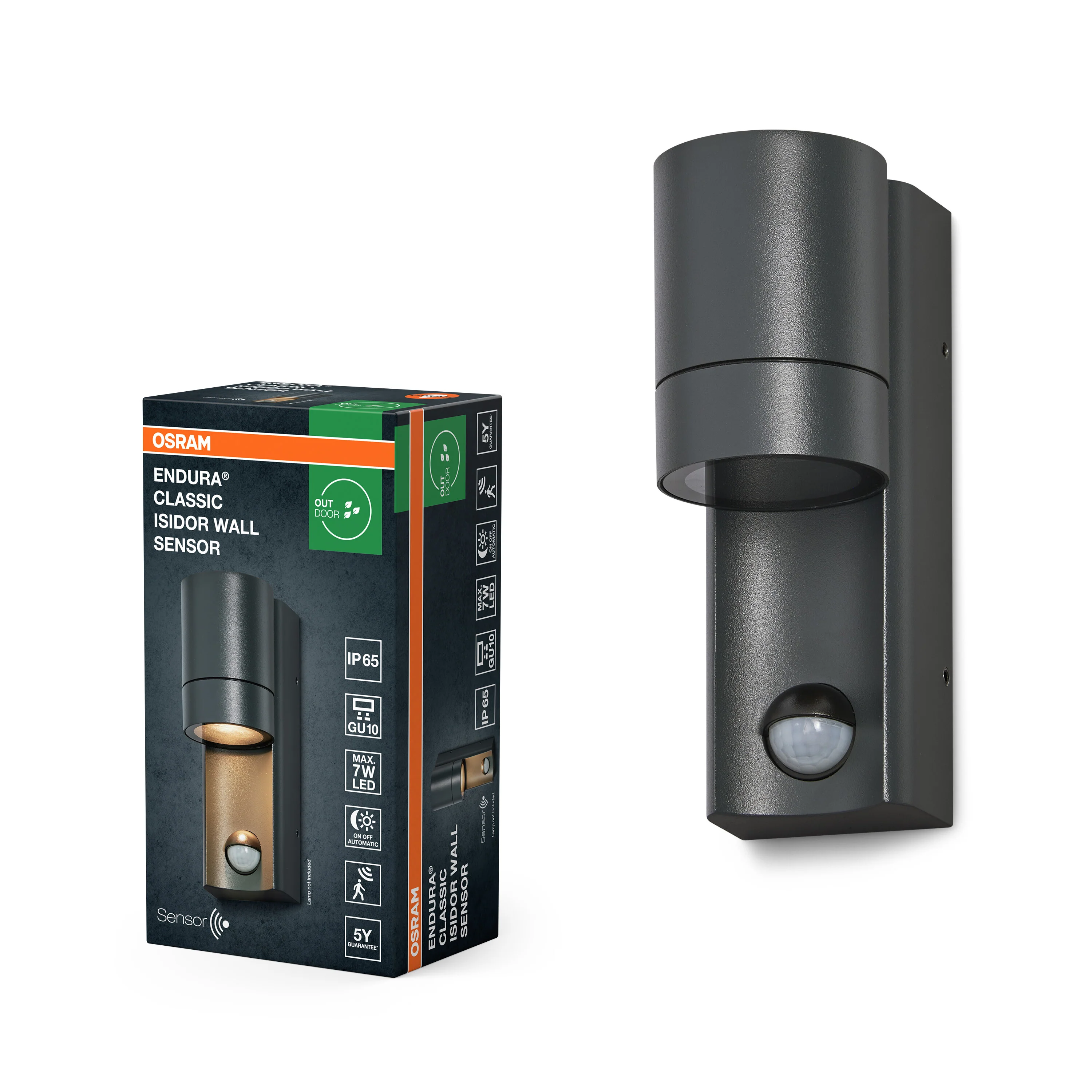 OSRAM Endura Classic IP65 Isidor Kinkiet, czujnik, szary - Image 5
