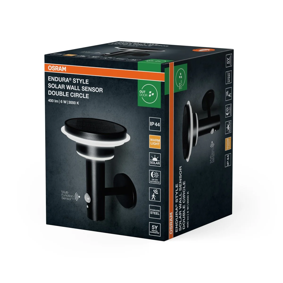 OSRAM ENDURA STYLE SOLAR DOUBLE CIRCLE Kinkiet 6W czarny - Image 2