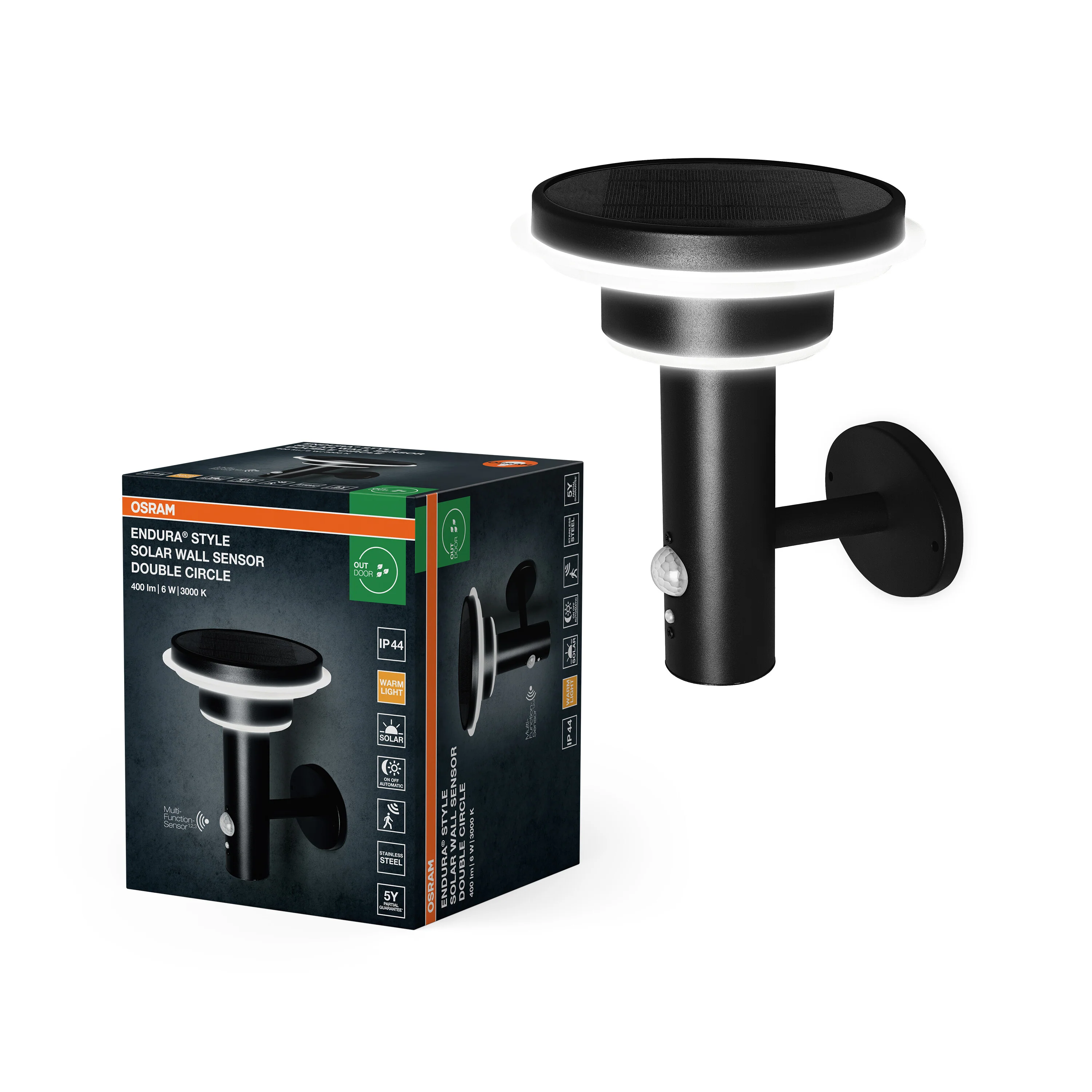 OSRAM ENDURA STYLE SOLAR DOUBLE CIRCLE Kinkiet 6W czarny - Image 5