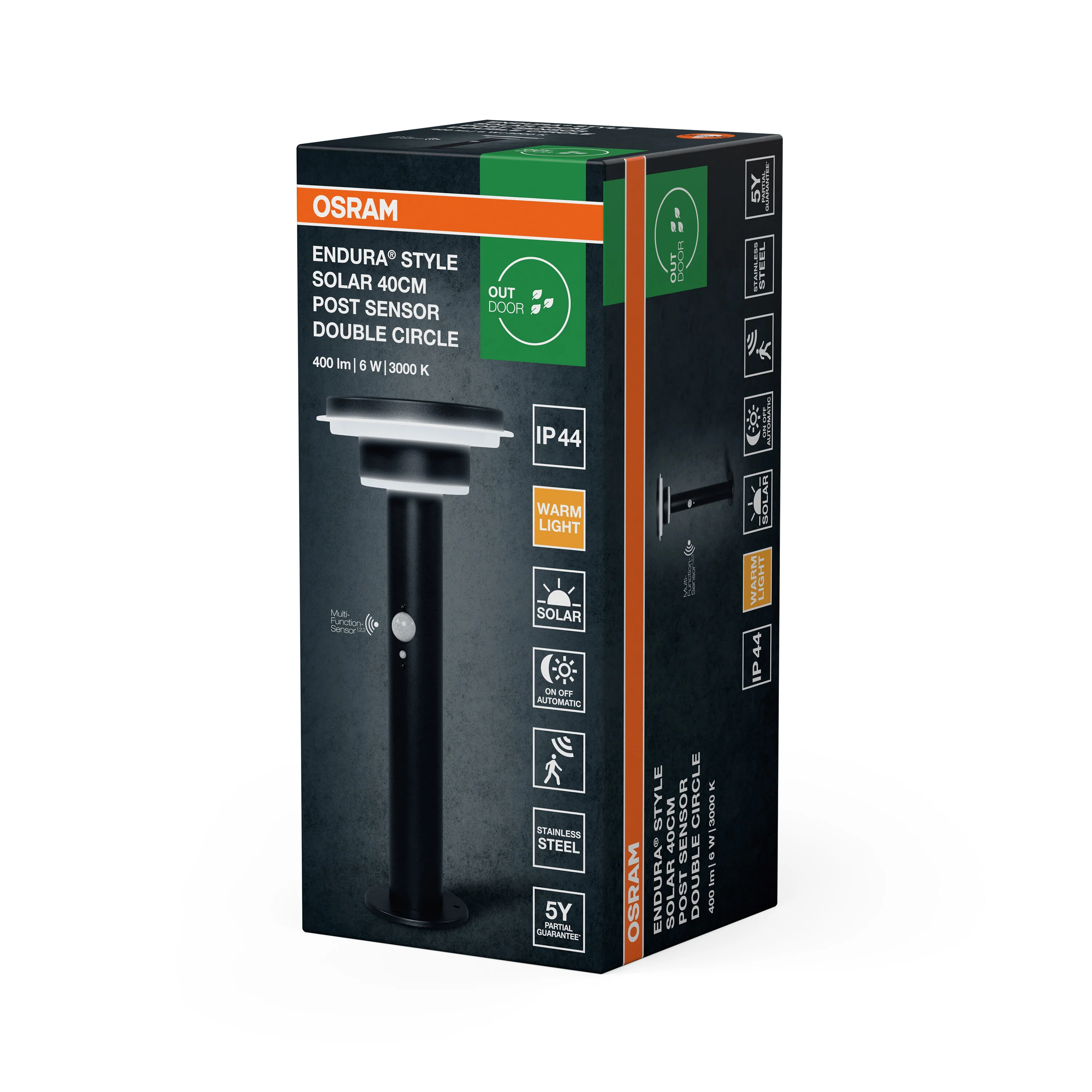 OSRAM ENDURA STYLE SOLAR DOUBLE CIRCLE słupek 40cm 6W czarny - Image 6