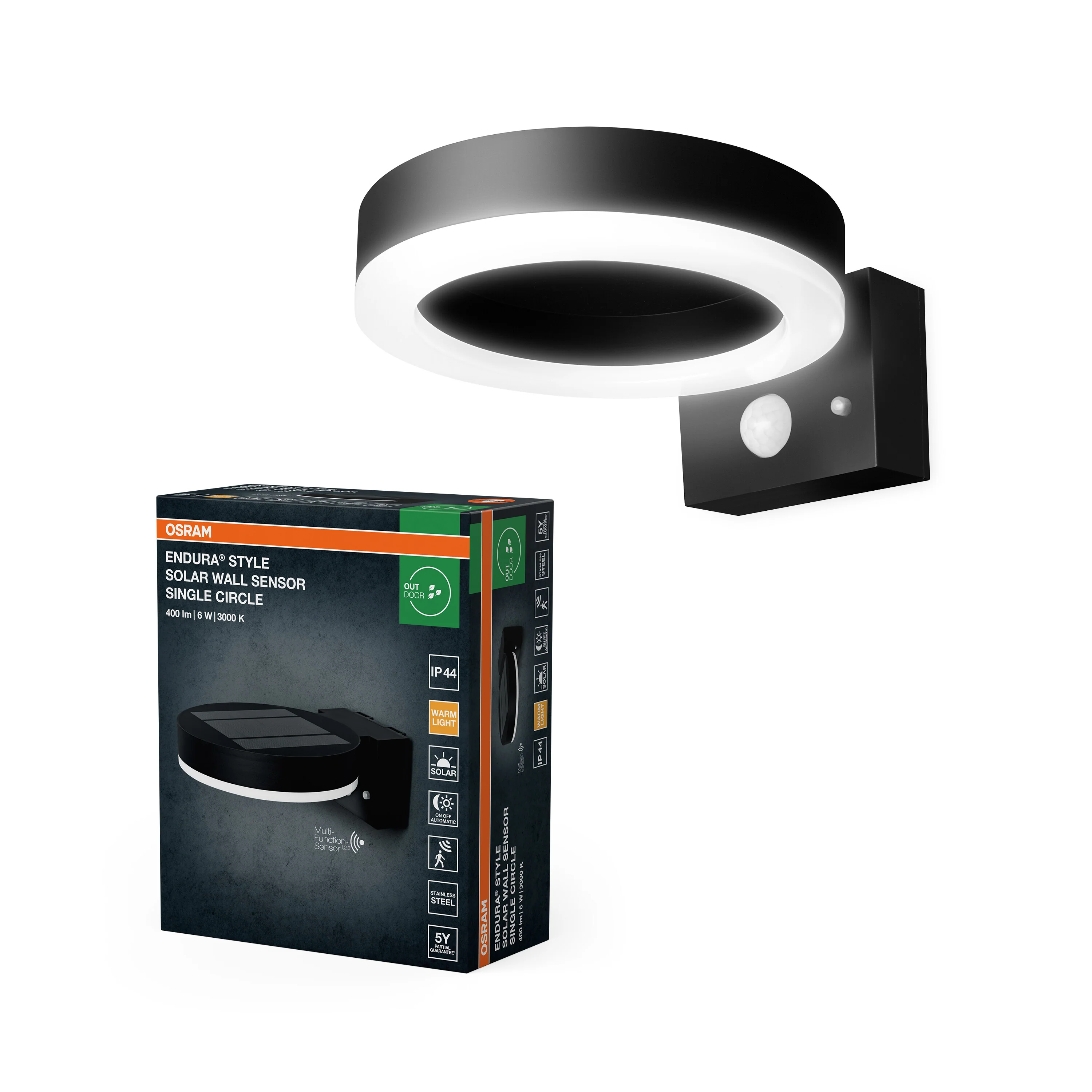 OSRAM ENDURA STYLE SOLAR SINGLE CIRCLE Kinkiet z czujnikiem - Image 5