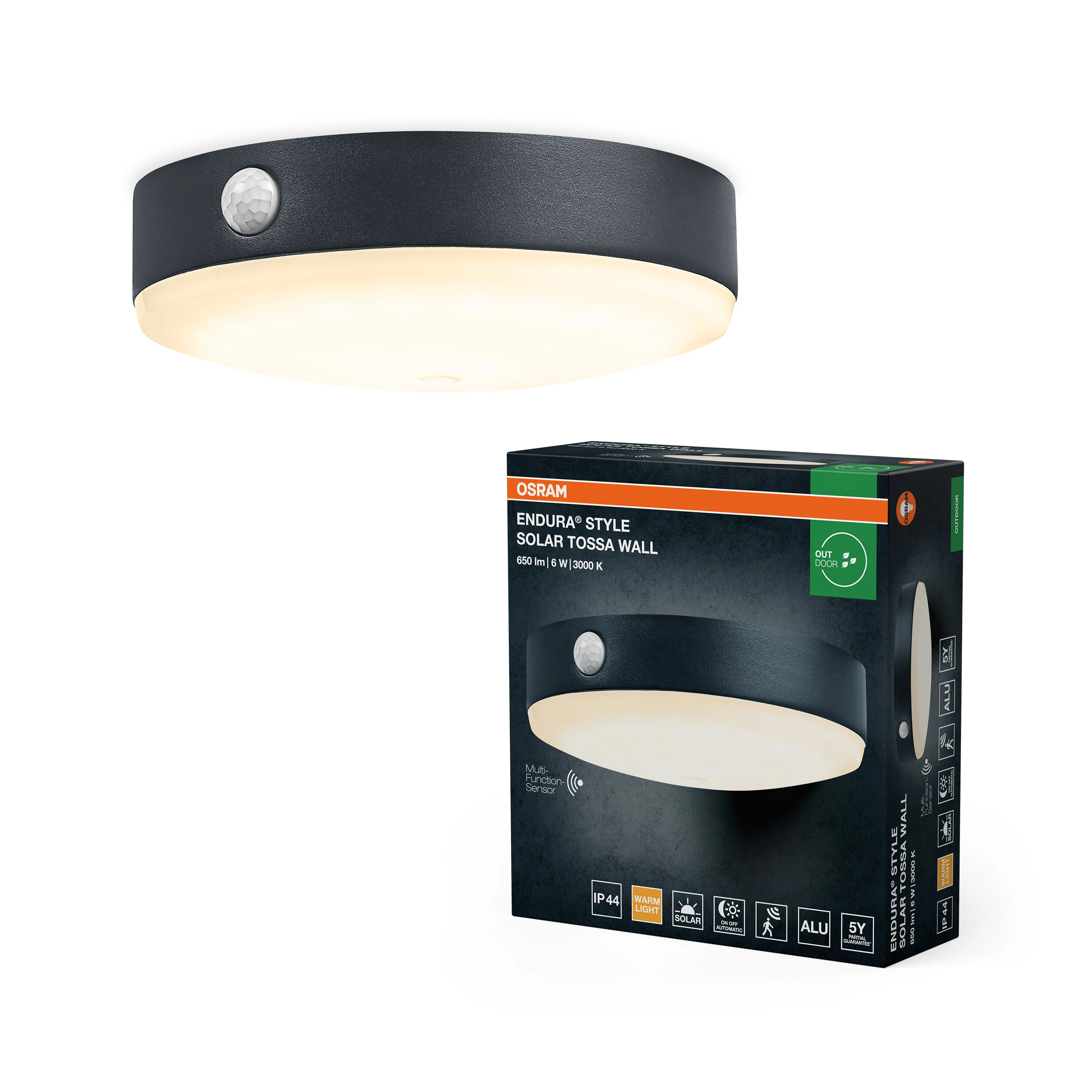OSRAM Endura Style Solar Tossa kinkiet z czujnikiem 6 W 3000K - Image 5