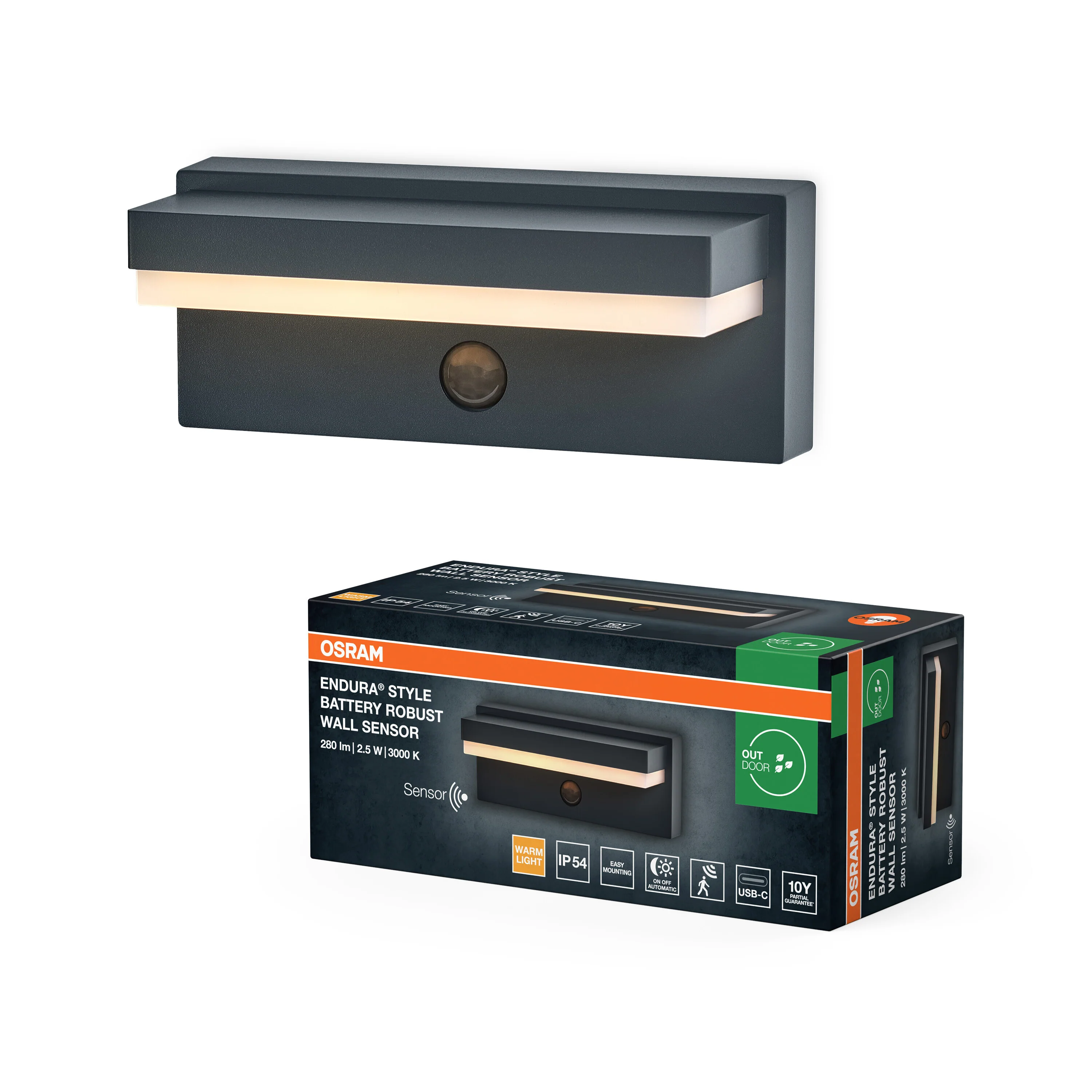 OSRAM ENDURA STYLE USB ROBUST SENSOR Wall IP54 ciemnoszary - Image 5