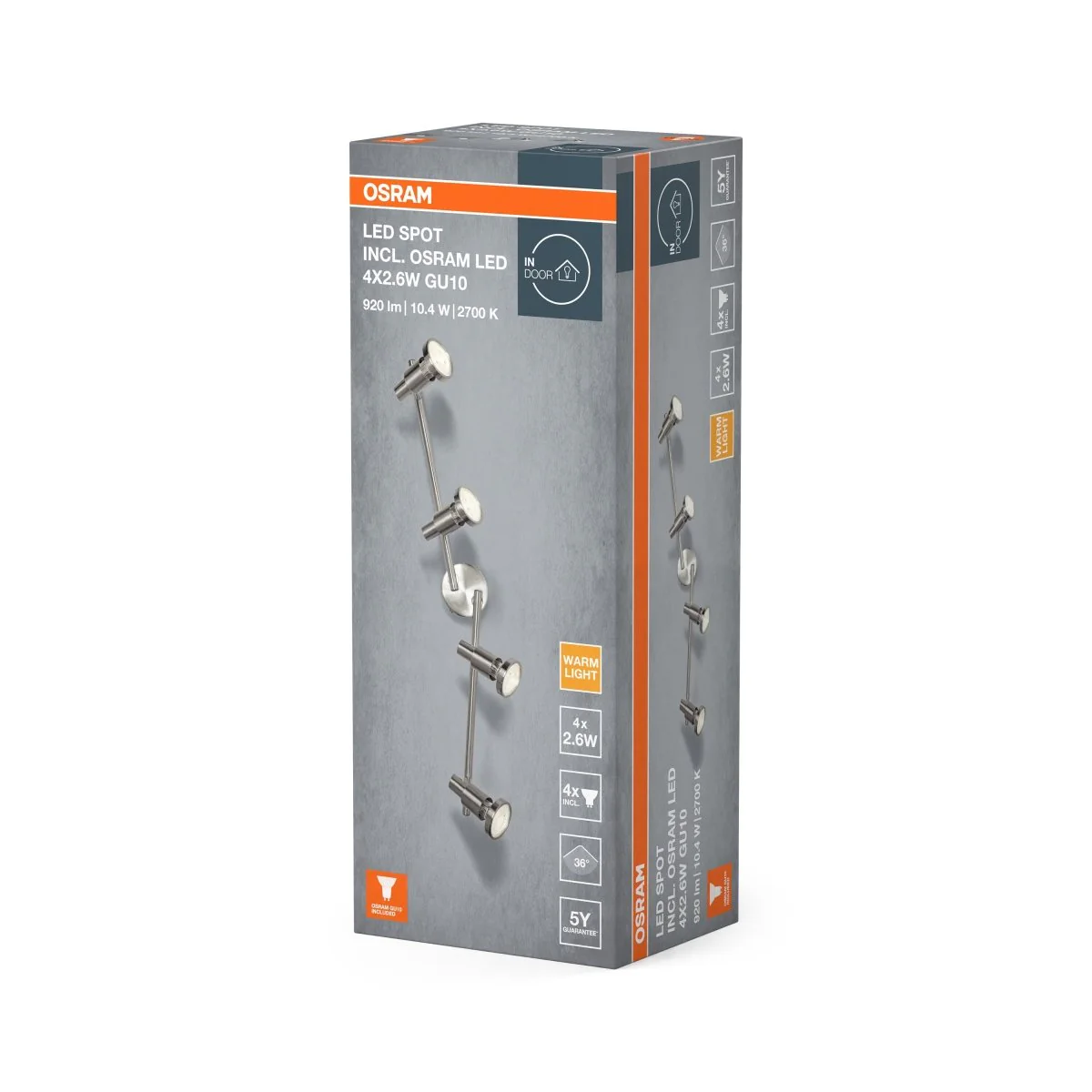 OSRAM LED SPOT BRUSHED SILVER GU10 4 x 2.6W 2700K - Image 2