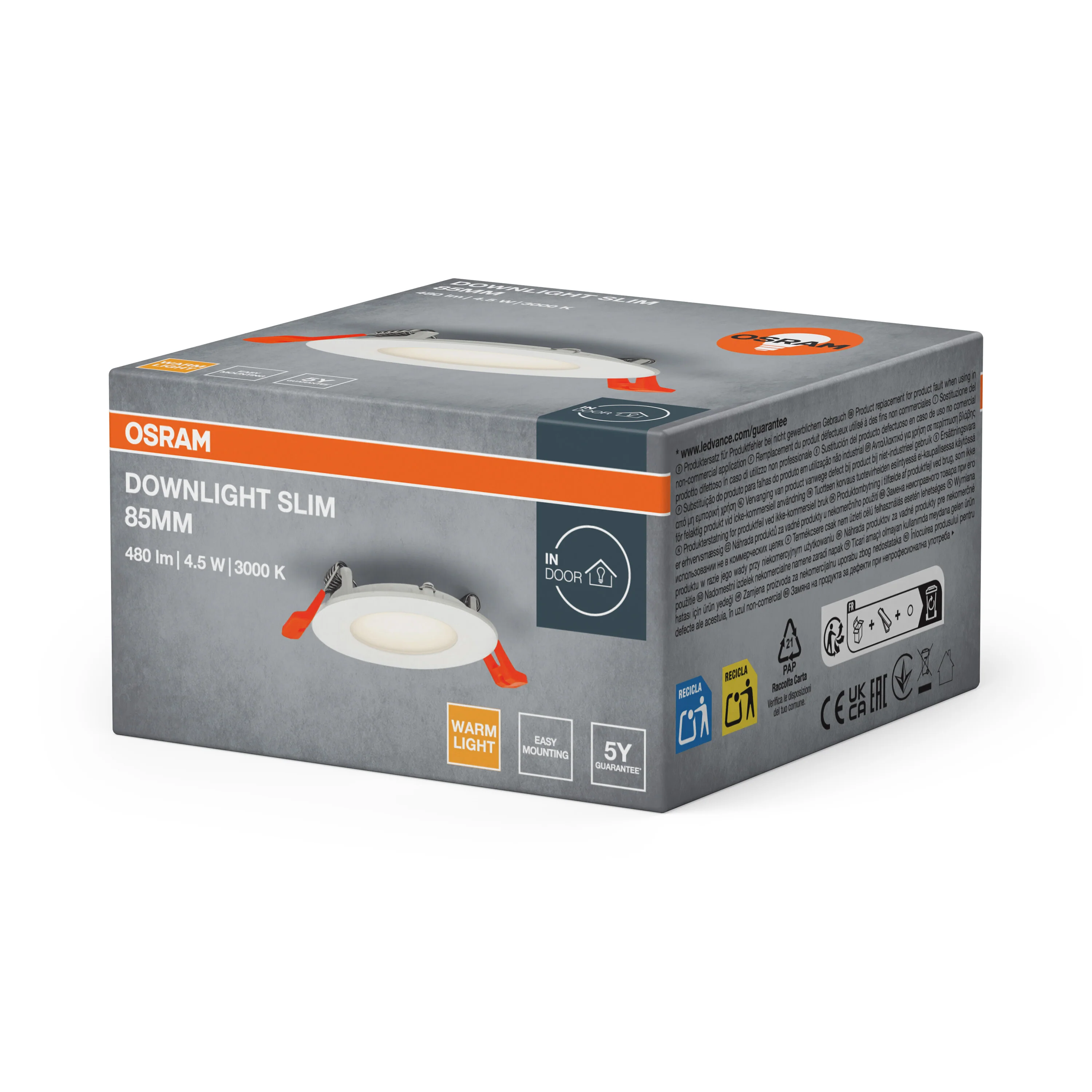 OSRAM LED SPOT i DOWNLIGHT wpuszczany SLIM 85mm 4.5W 3000K - Image 6