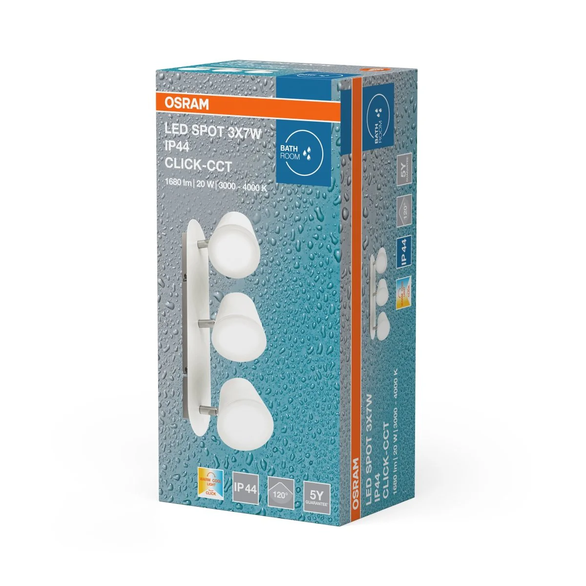 OSRAM LED SPOT IP44 3 x 7W IP44 Click-CCT - Image 2