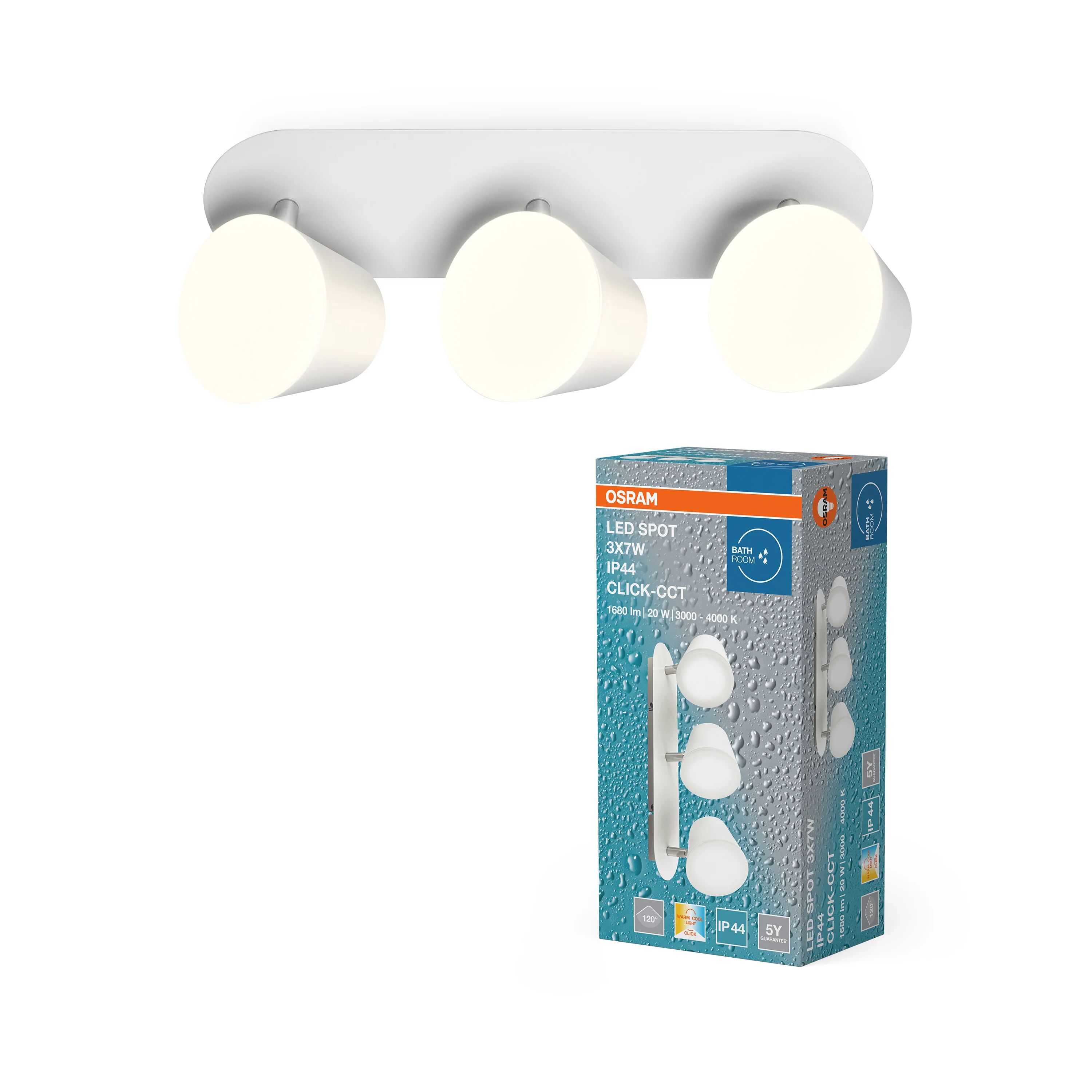 OSRAM LED SPOT IP44 3 x 7W IP44 Click-CCT - Image 5