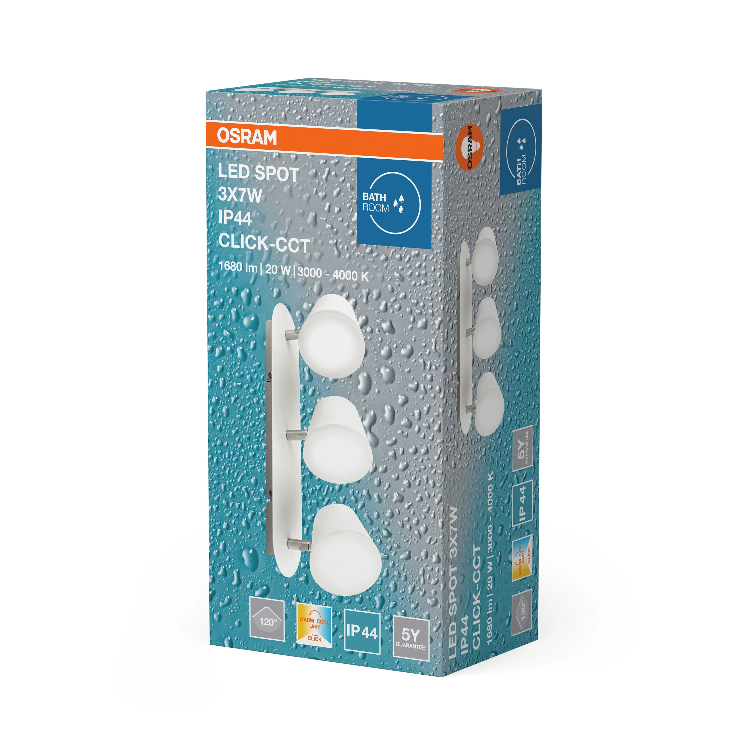 OSRAM LED SPOT IP44 3 x 7W IP44 Click-CCT - Image 6