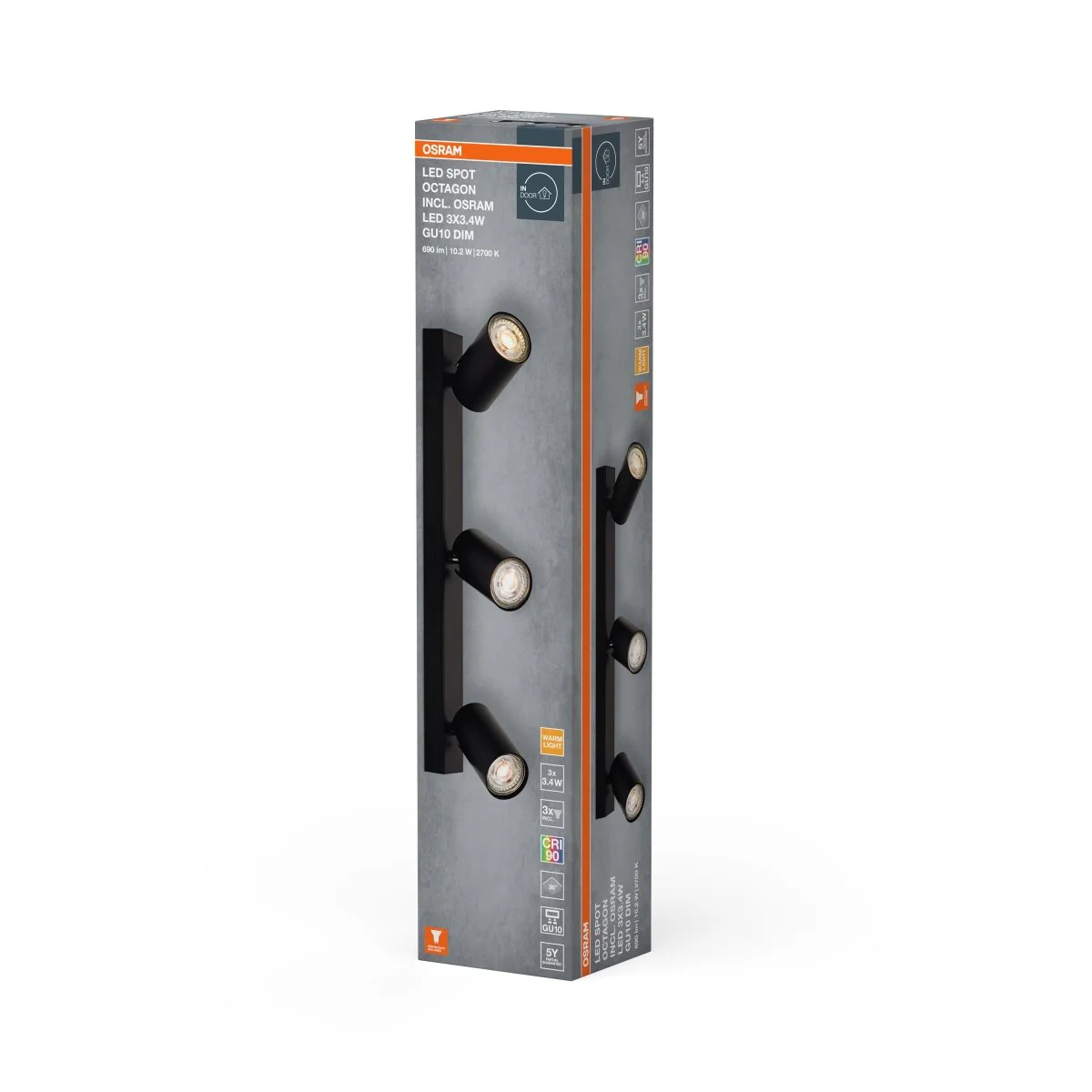 OSRAM LED SPOT OCTAGON czarny 3x3.4W 927 DIM - Image 2