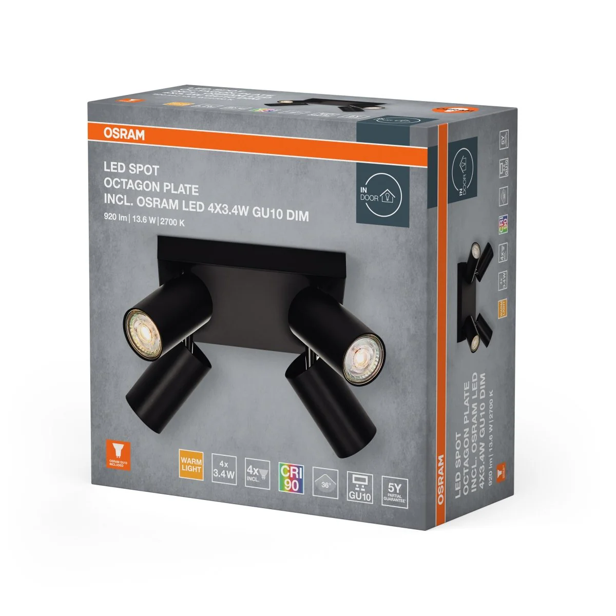 OSRAM LED SPOT OCTAGON czarny płyta 4x3.4W 927 DIM - Image 2
