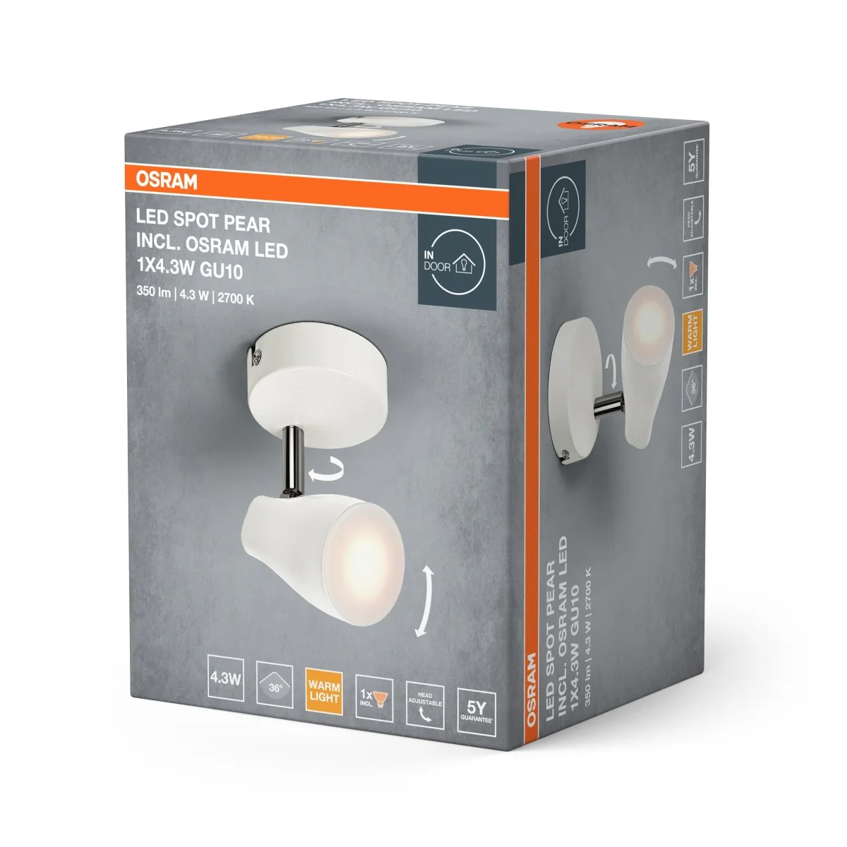 OSRAM LED SPOT PEAR biały 1x4.3W 2700K GU10 - Image 2