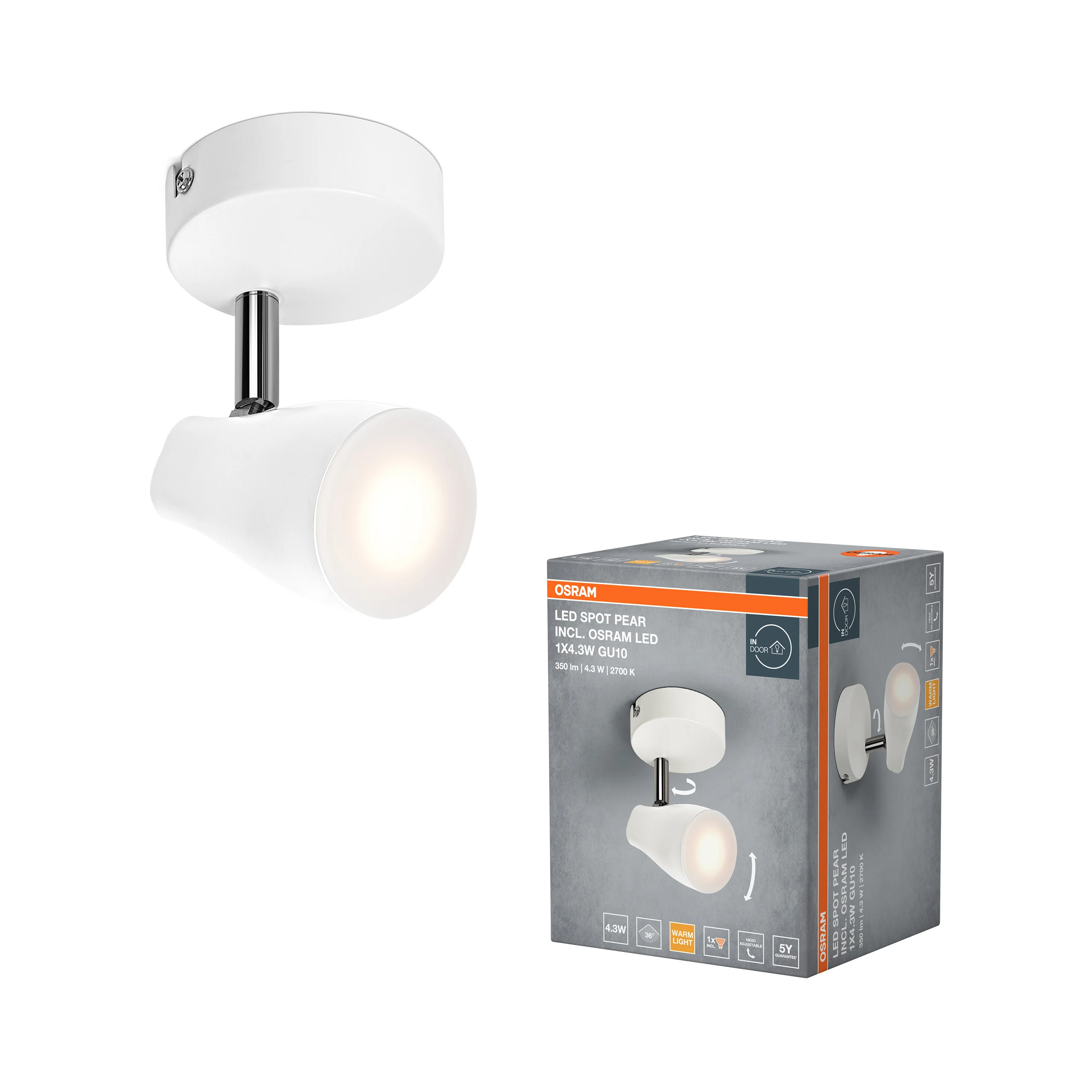 OSRAM LED SPOT PEAR biały 1x4.3W 2700K GU10 - Image 5