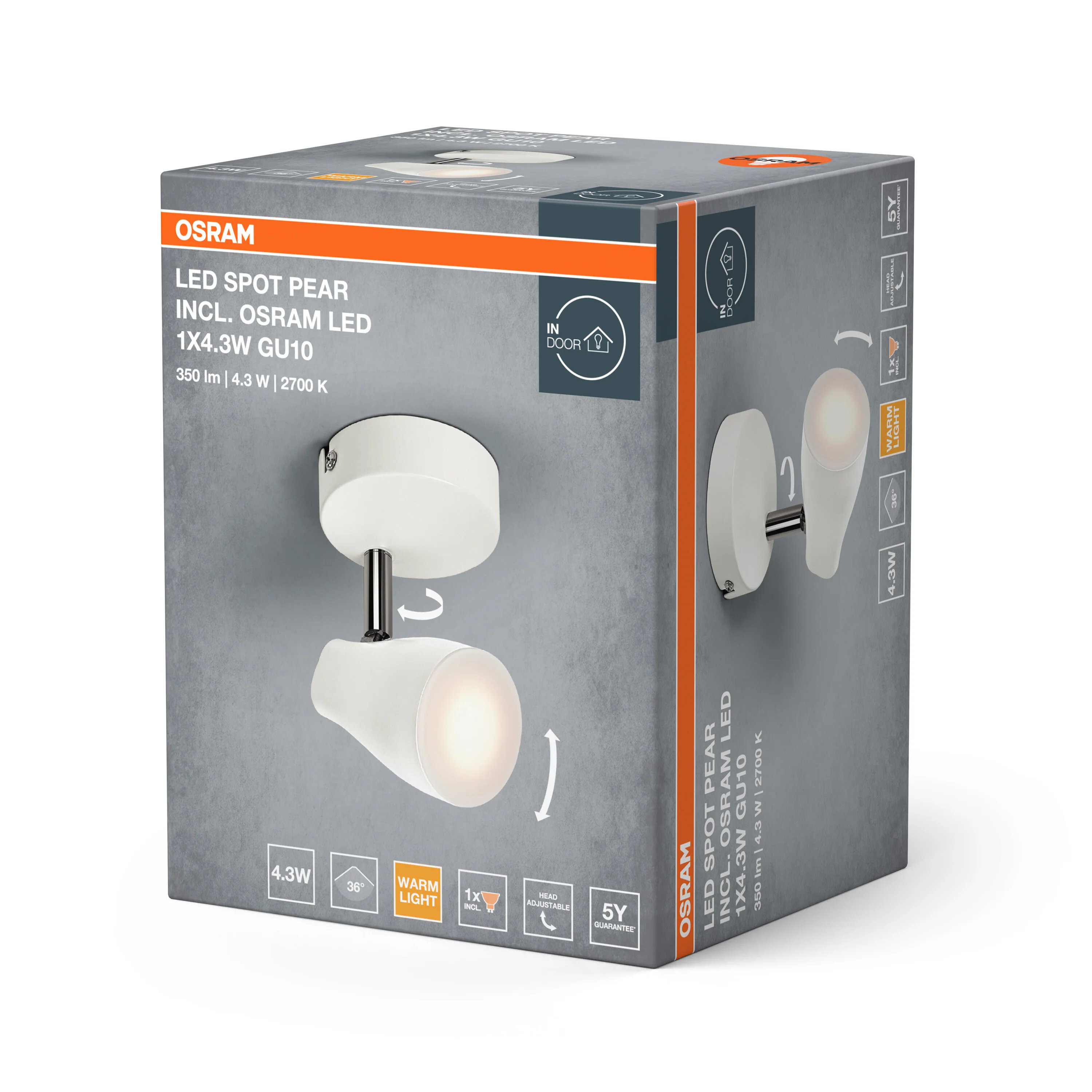 OSRAM LED SPOT PEAR biały 1x4.3W 2700K GU10 - Image 6