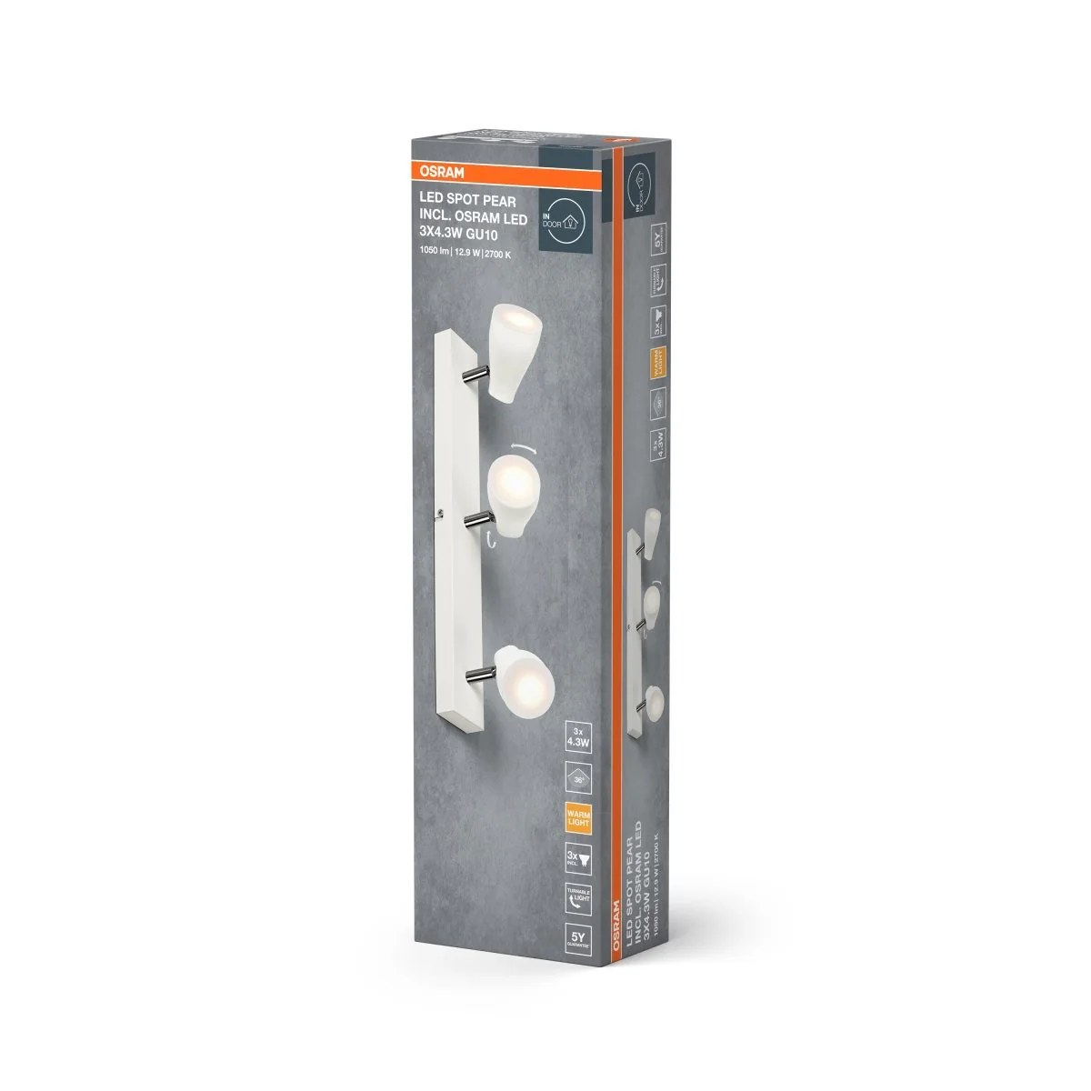 OSRAM LED SPOT PEAR biały 3x4.3W 2700K GU10 - Image 2