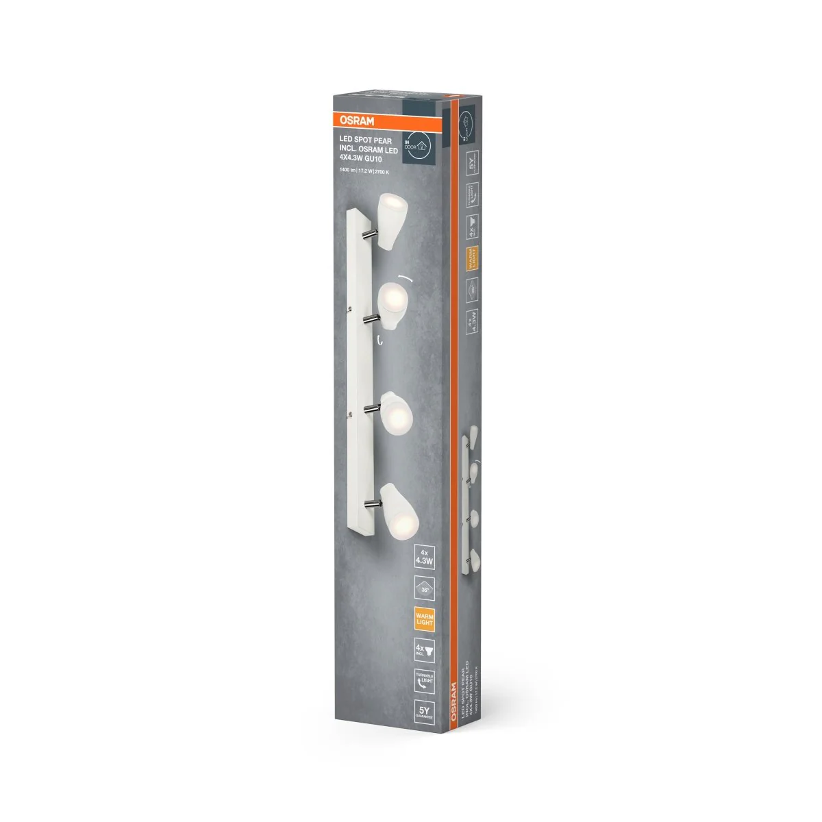 OSRAM LED SPOT PEAR biały 4x4.3W 2700K GU10 - Image 2
