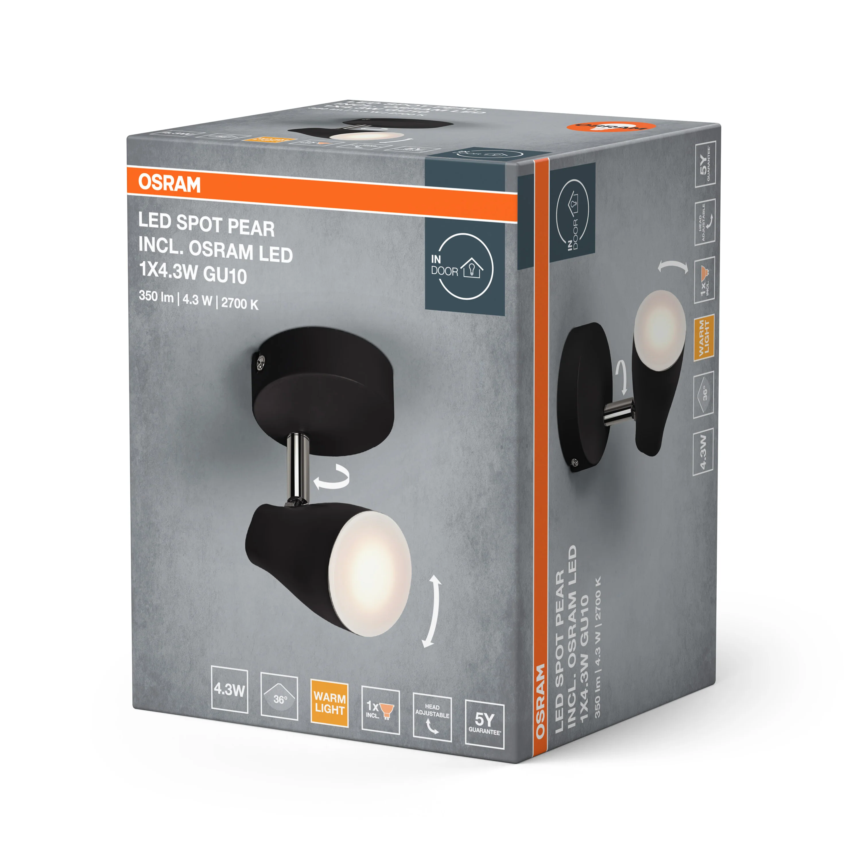 OSRAM LED SPOT PEAR czarny 1x4.3W 2700K GU10 - Image 6