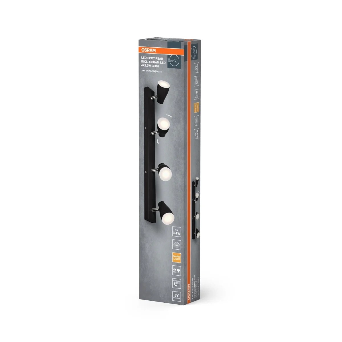 OSRAM LED SPOT PEAR czarny 4x4.3W 2700K GU10 - Image 2