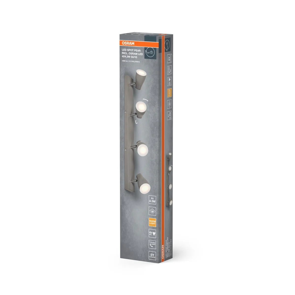OSRAM LED SPOT PEAR szary 4x4.3W 2700K GU10 - Image 2