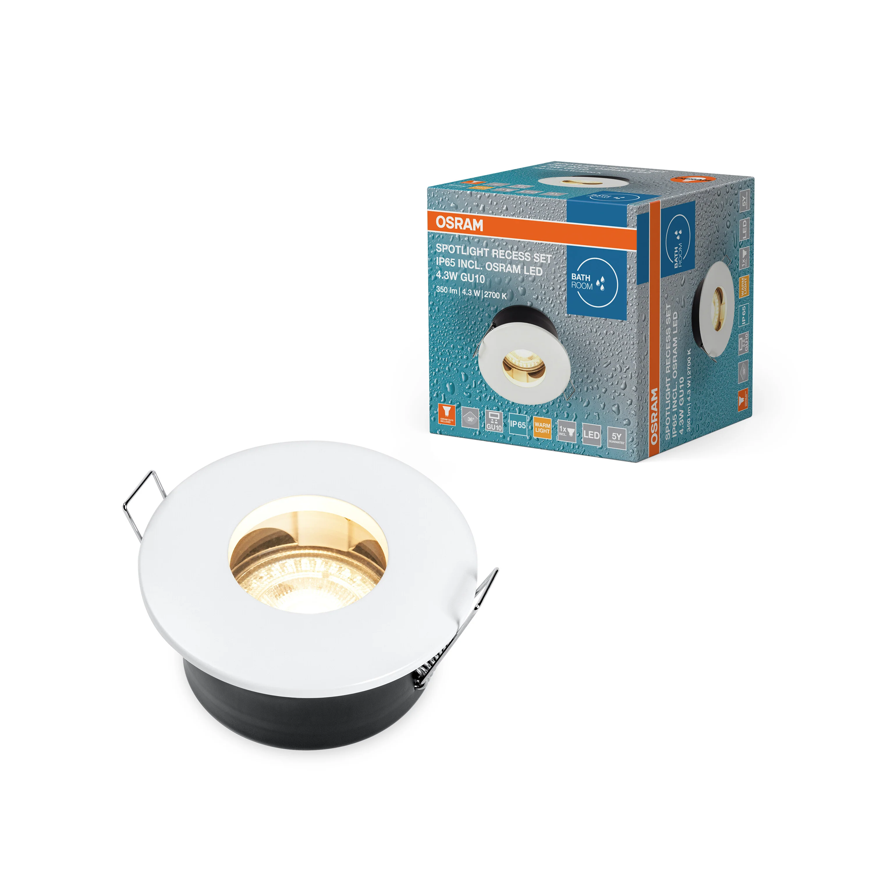 OSRAM LED SPOT RECESS IP65 TWISTLOCK GU10 4.3W 2700K biała - Image 5