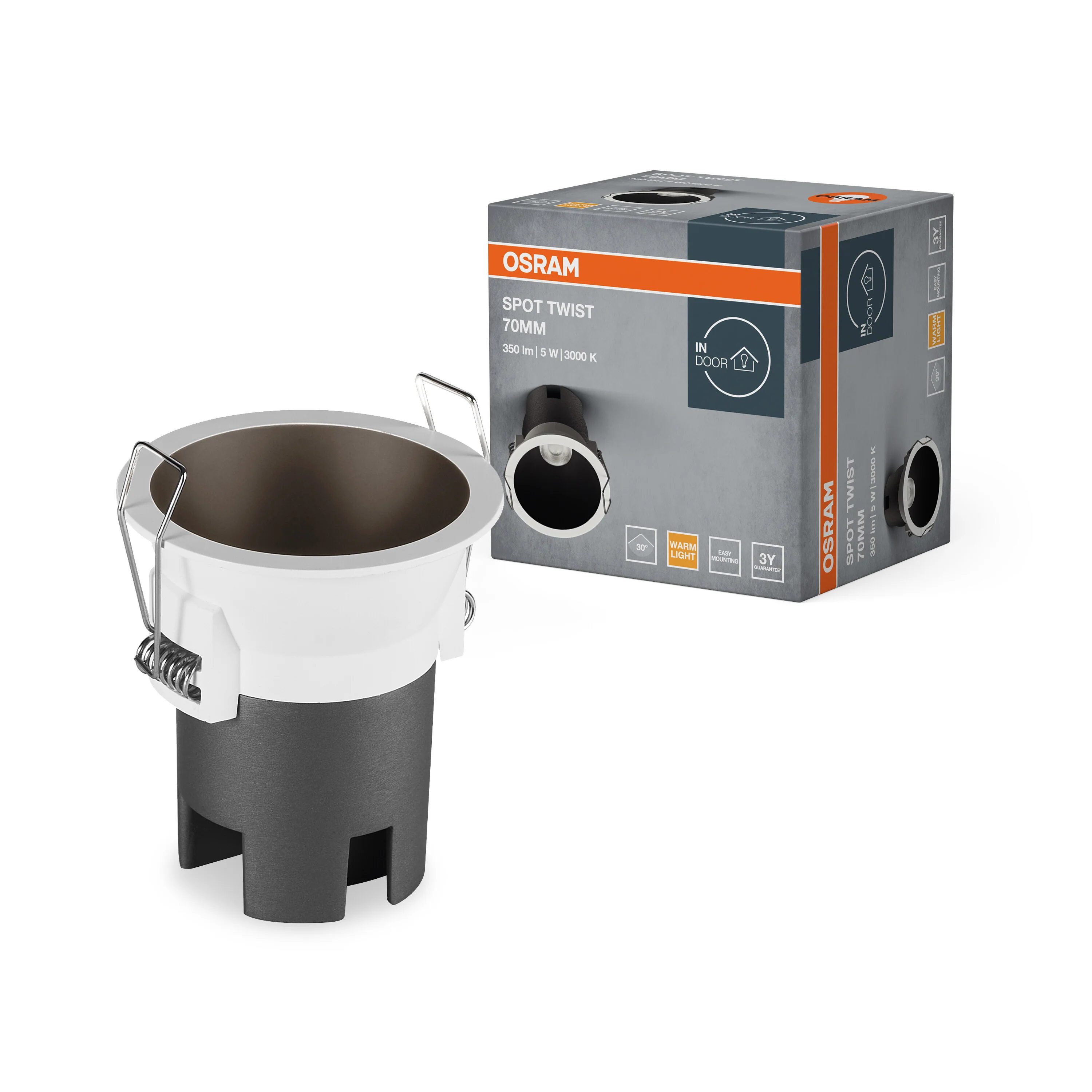 OSRAM LED SPOT RECESS TWIST PRO 70mm 5W 3000K biało-czarny - Image 5