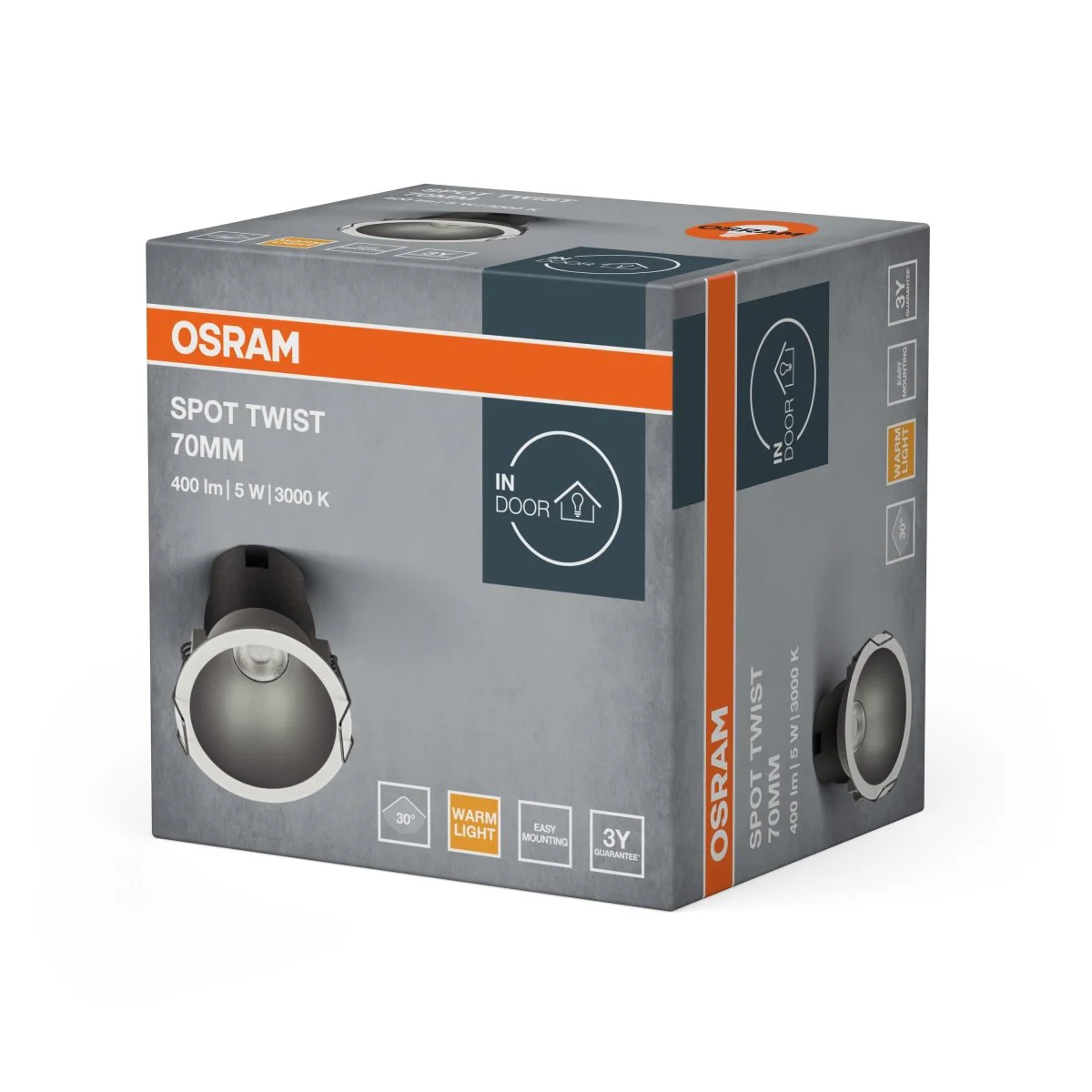 OSRAM LED SPOT RECESS TWIST PRO 70mm 5W 3000K biało-srebrny - Image 2