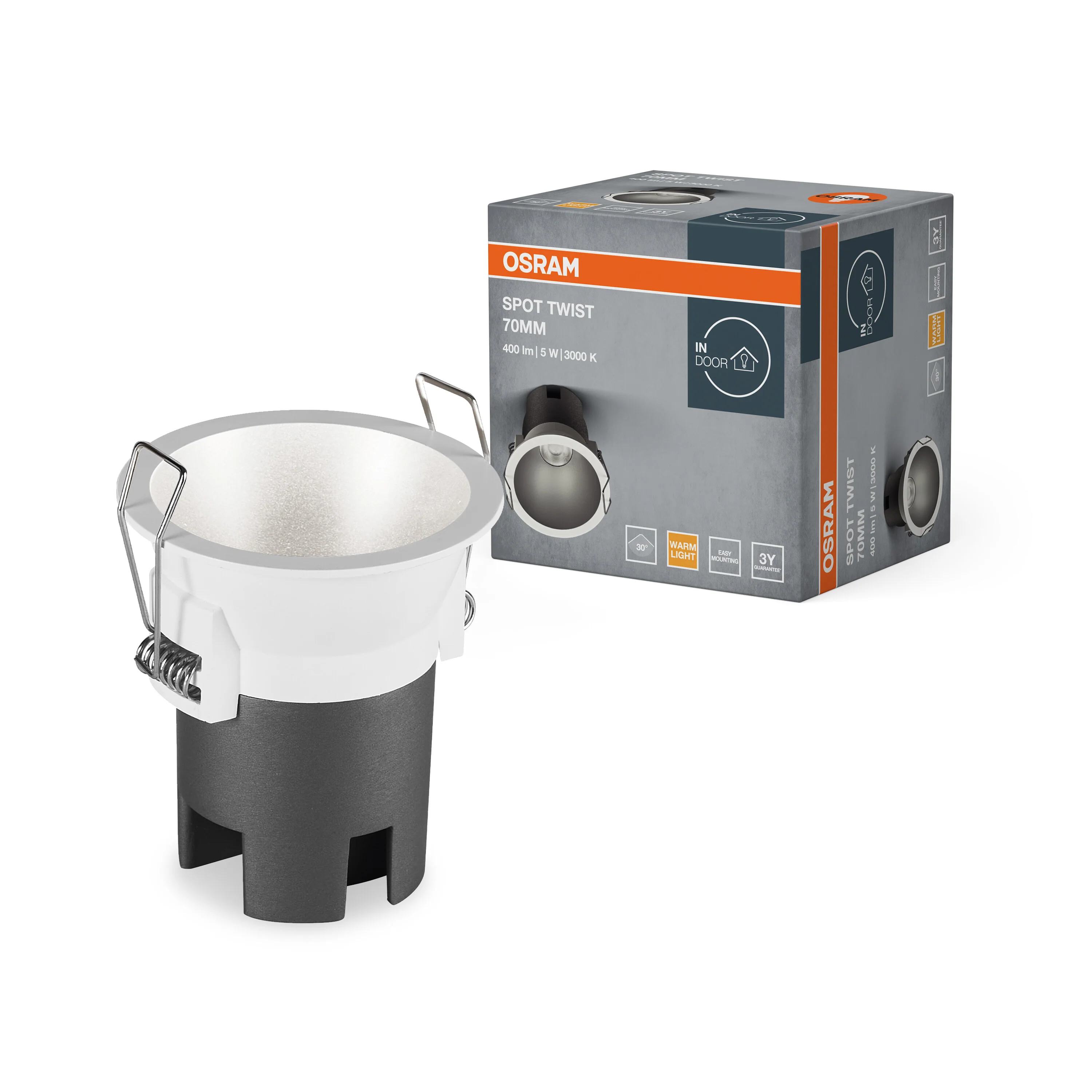 OSRAM LED SPOT RECESS TWIST PRO 70mm 5W 3000K biało-srebrny - Image 5
