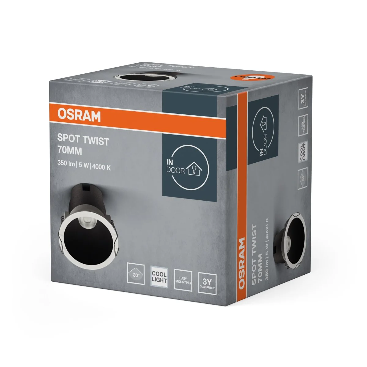 OSRAM LED SPOT RECESS TWIST PRO 70mm 5W 4000K biało-czarny - Image 2
