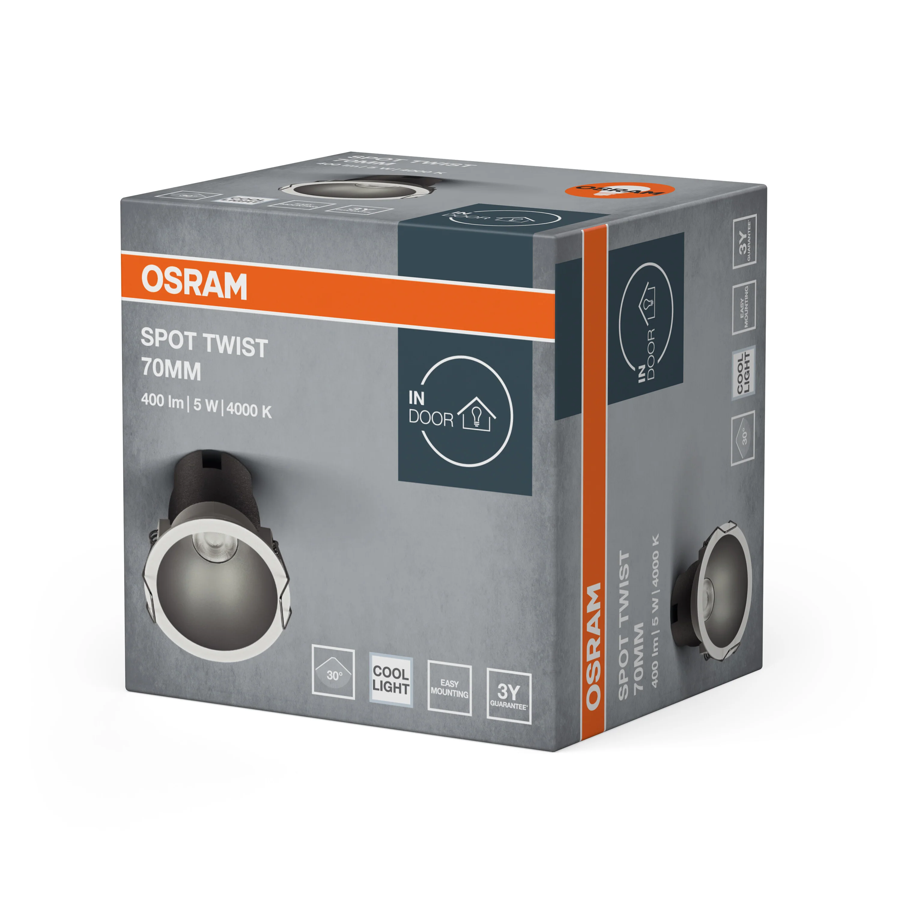OSRAM LED SPOT RECESS TWIST PRO 70mm 5W 4000K biało-srebrny - Image 6