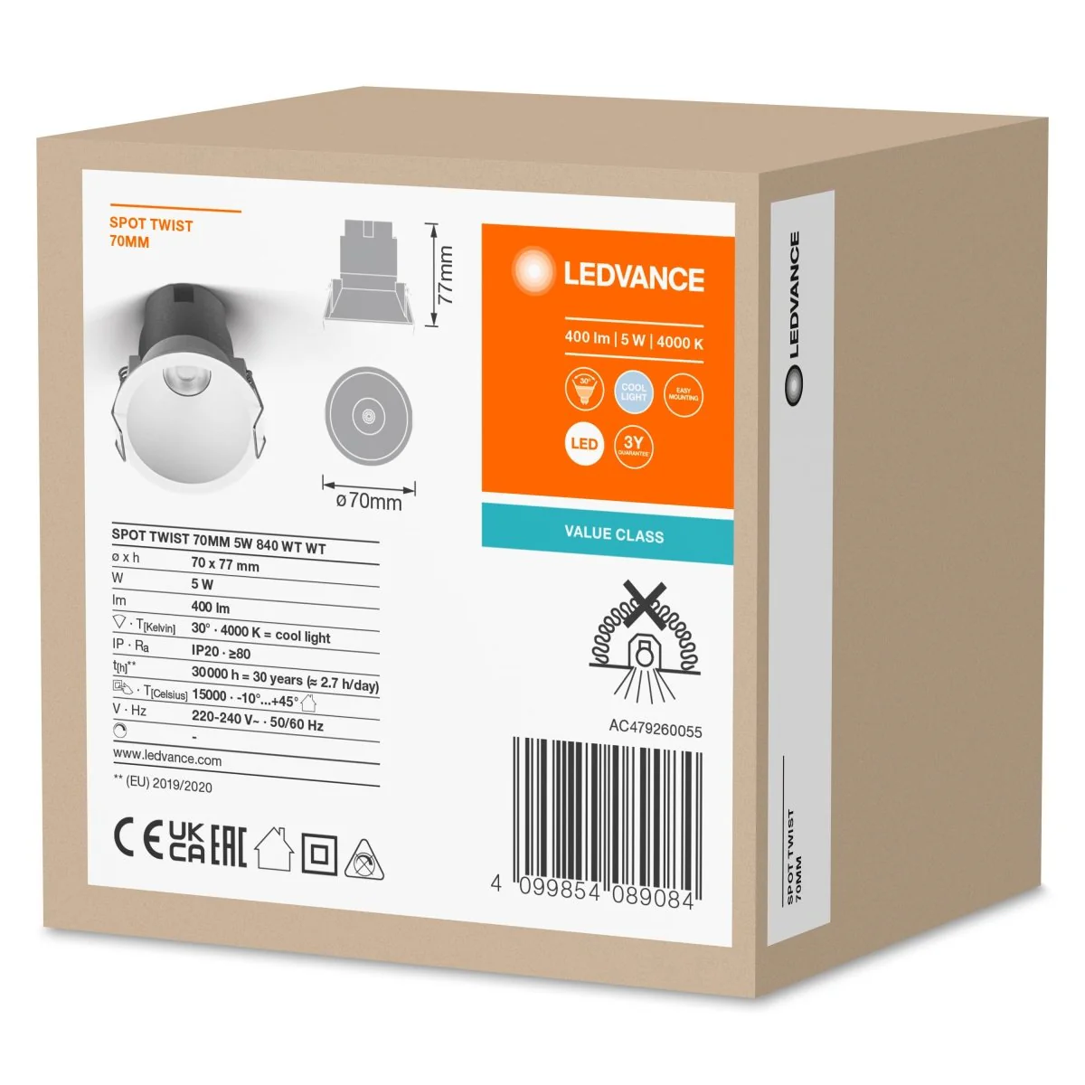 OSRAM LED SPOT RECESS TWIST PRO 70mm 5W 4000K biały/biały - Image 2