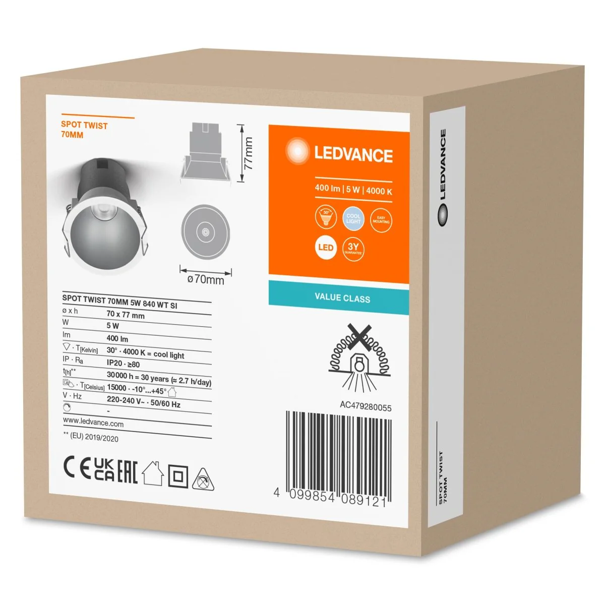 OSRAM LED SPOT RECESS TWIST PRO 70mm 5W 4000K biały/srebrny - Image 2