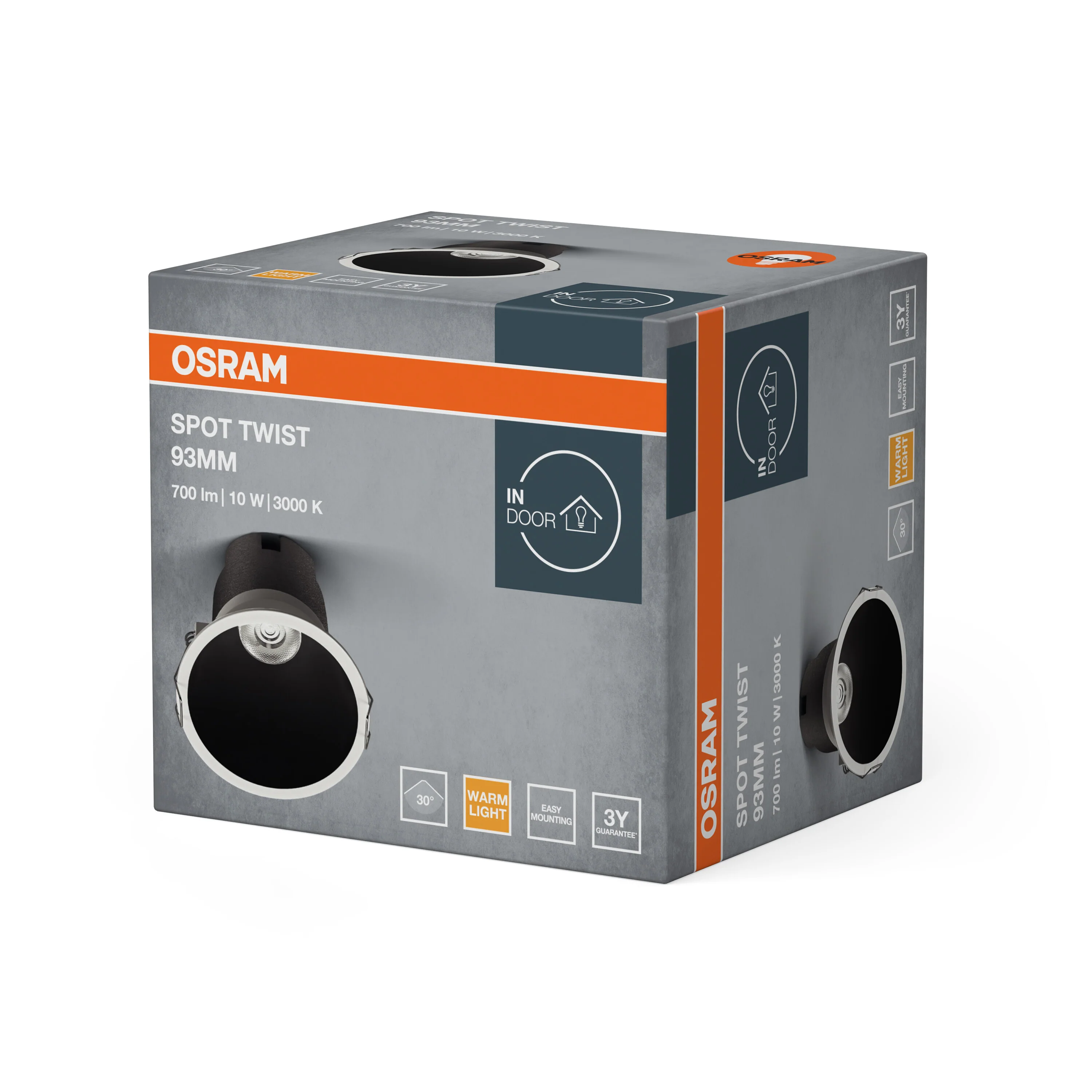 OSRAM LED SPOT RECESS TWIST PRO 93mm 10W 3000K biało-czarny - Image 7