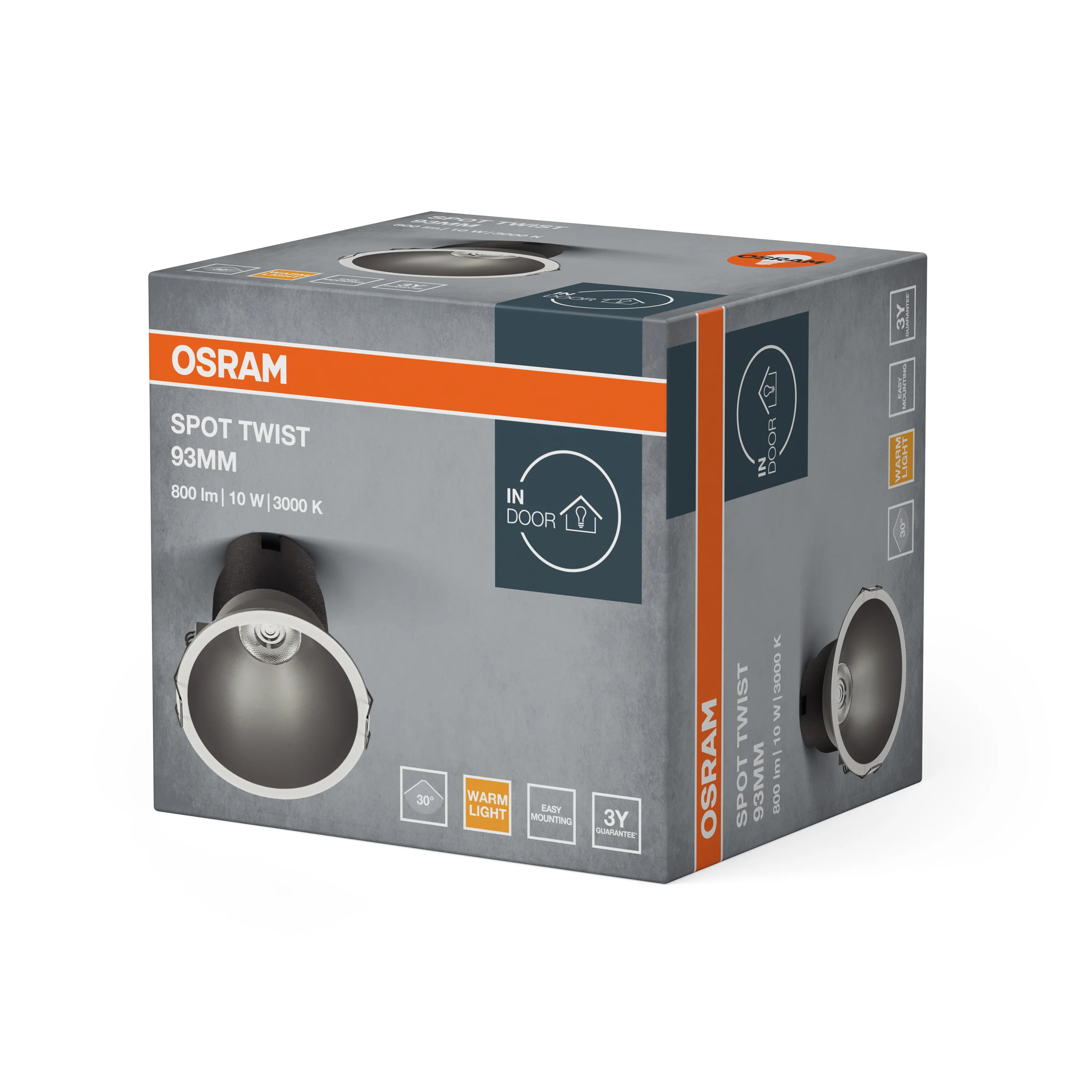 OSRAM LED SPOT RECESS TWIST PRO 93mm 10W 3000K biało-srebrny - Image 6