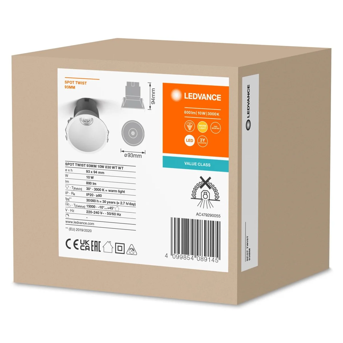 OSRAM LED SPOT RECESS TWIST PRO 93mm 10W 3000K biały/biały - Image 2