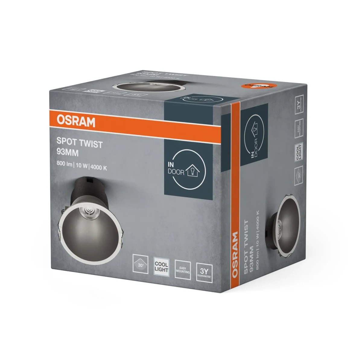 OSRAM LED SPOT RECESS TWIST PRO 93mm 10W 4000K biało-srebrny - Image 2