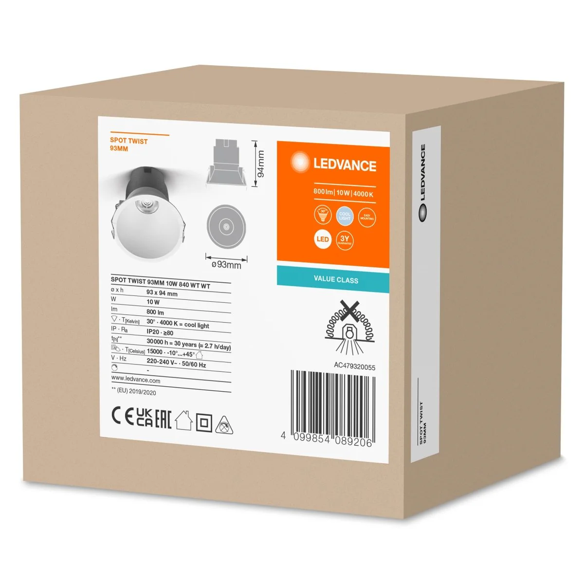 OSRAM LED SPOT RECESS TWIST PRO 93mm 10W 4000K biały/biały - Image 2