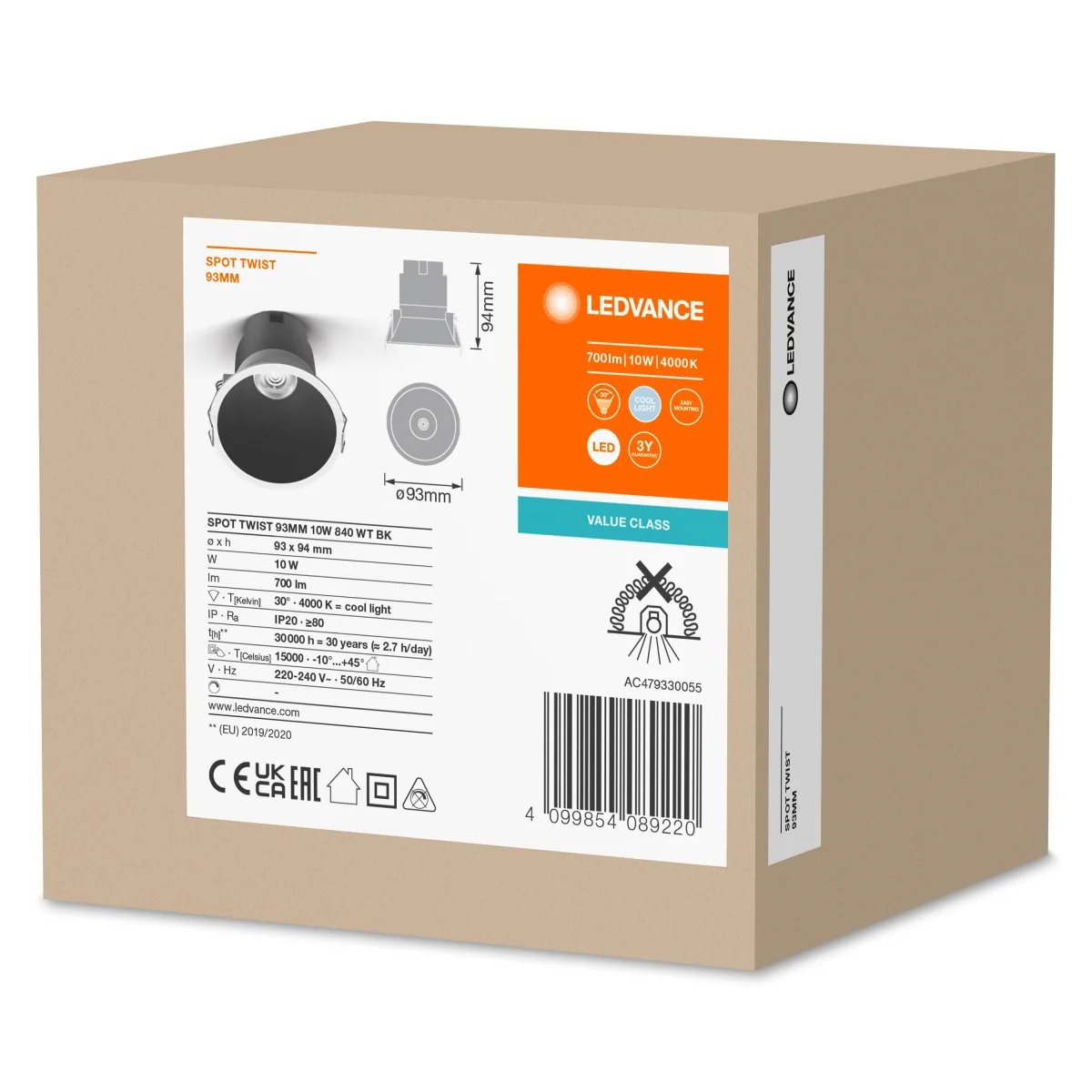 OSRAM LED SPOT RECESS TWIST PRO 93mm 10W 4000K biały/czarny - Image 2
