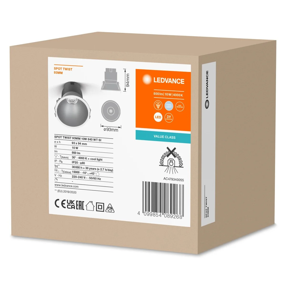 OSRAM LED SPOT RECESS TWIST PRO 93mm 10W 4000K biały/srebrny - Image 2