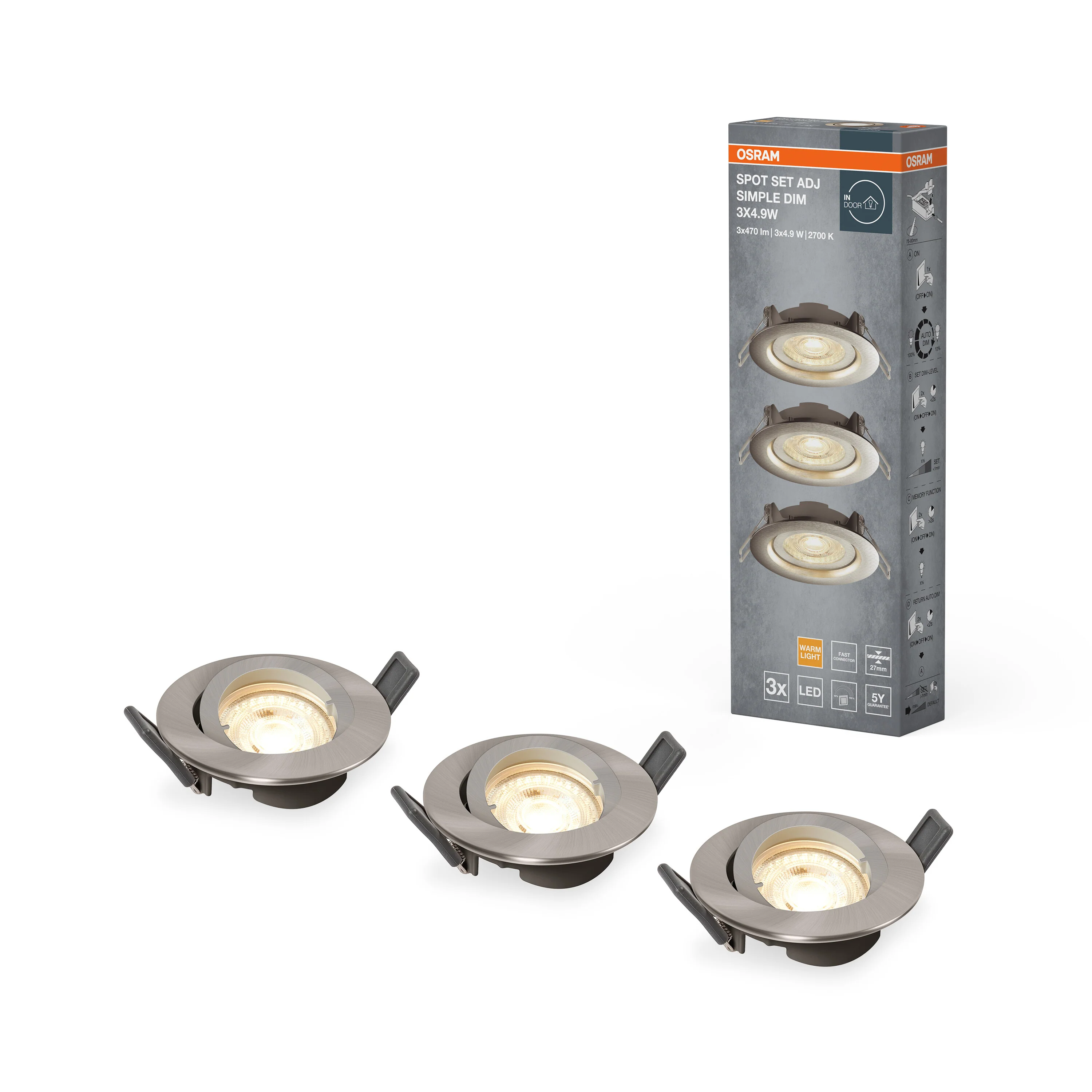 OSRAM LED SPOT SET RECESS SIMPLE 4.9W nikiel szczotkowany - Image 4