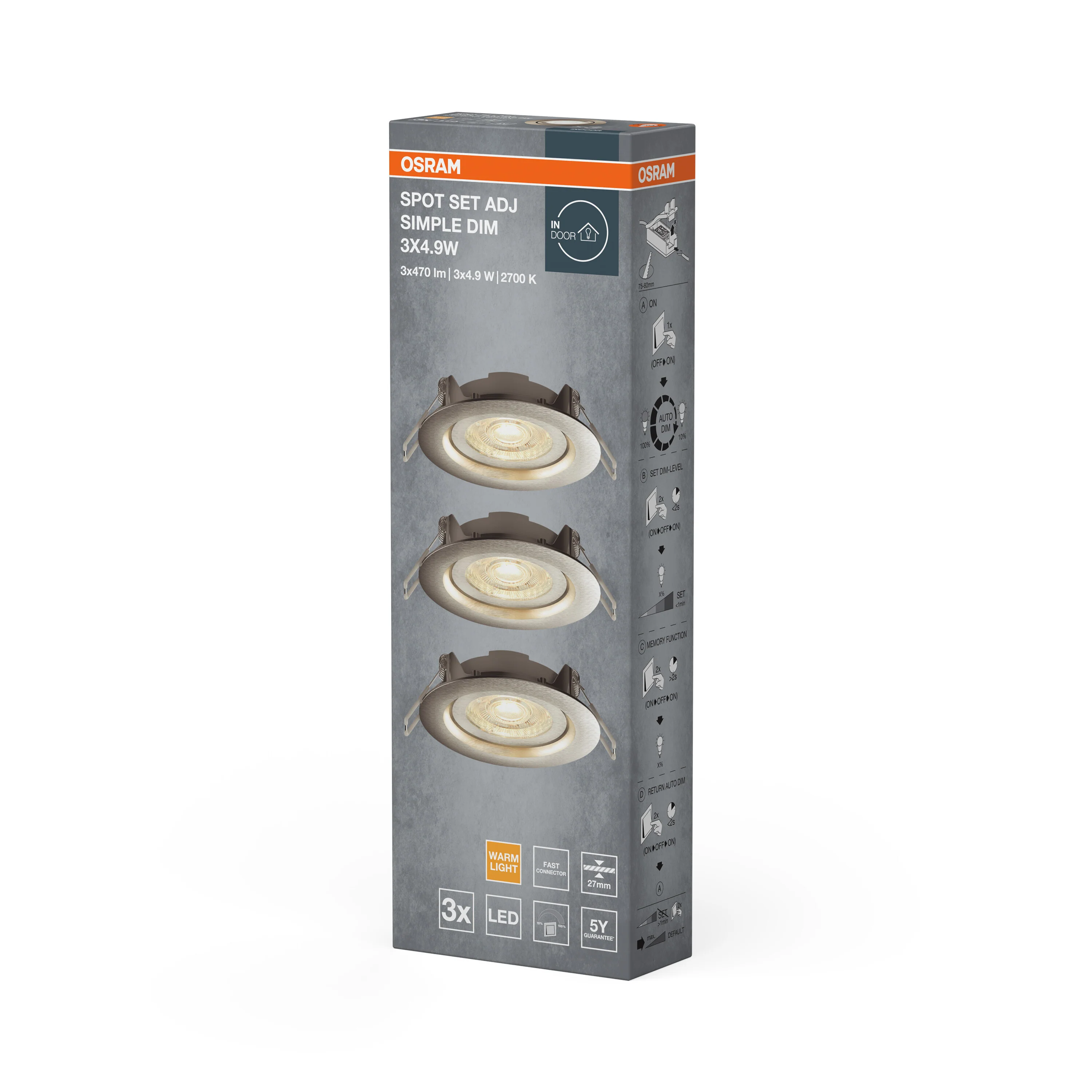 OSRAM LED SPOT SET RECESS SIMPLE 4.9W nikiel szczotkowany - Image 5