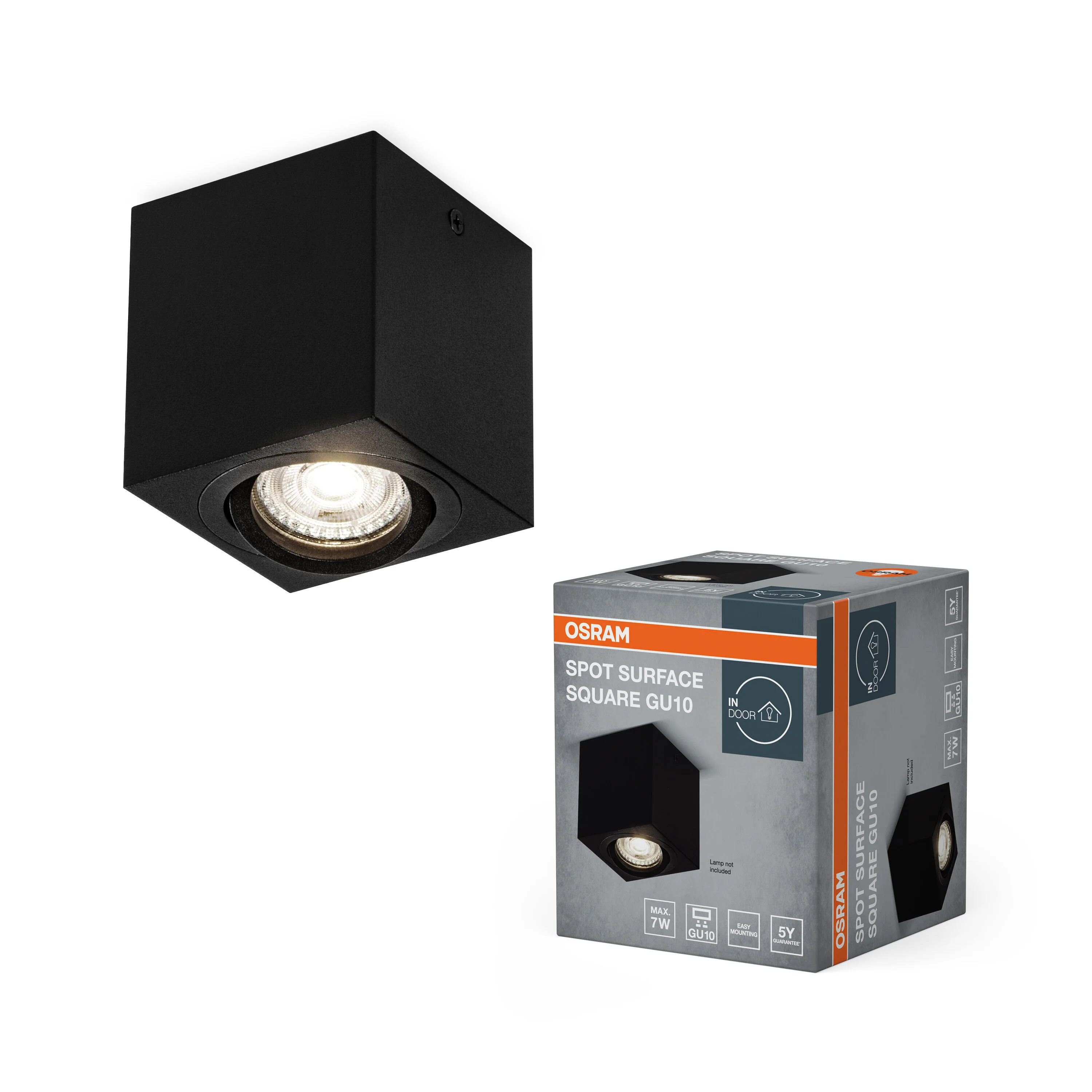 OSRAM LED SPOT SURFACE kwadratowa GU10 czarna - Image 5