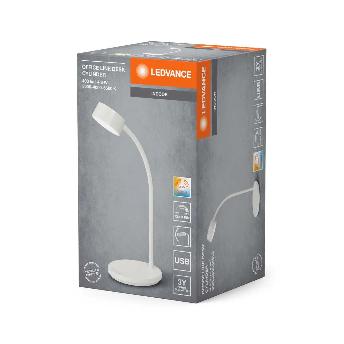 OSRAM Office Line Desk Cylinder 4.8W CCT, ściemnialny, biały - Image 2