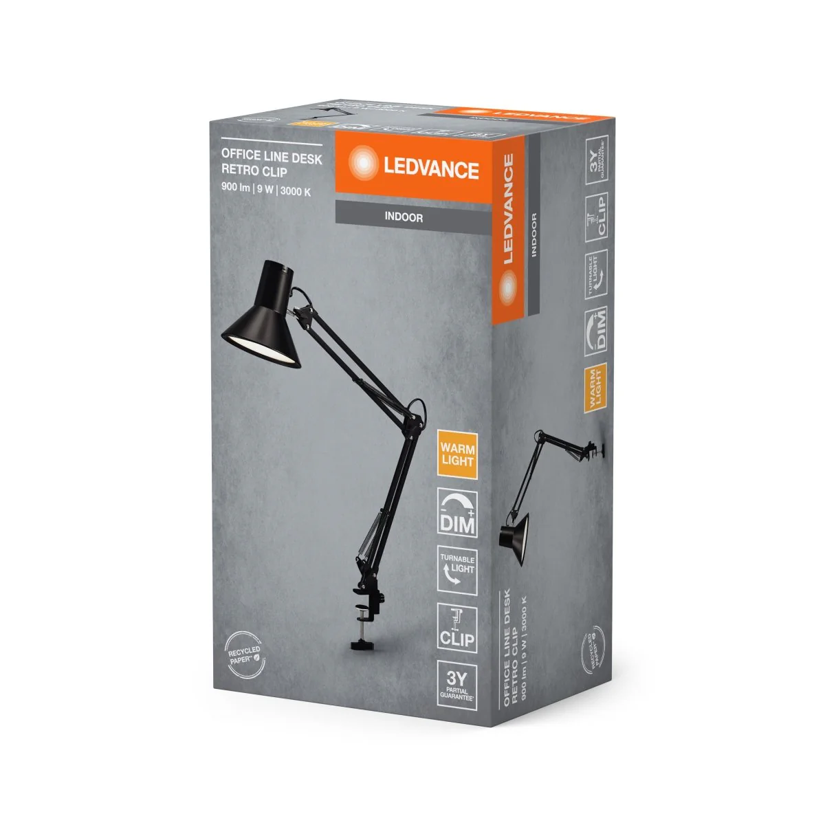 OSRAM Office Line Desk Retro Clip 9W 830, czarny - Image 2